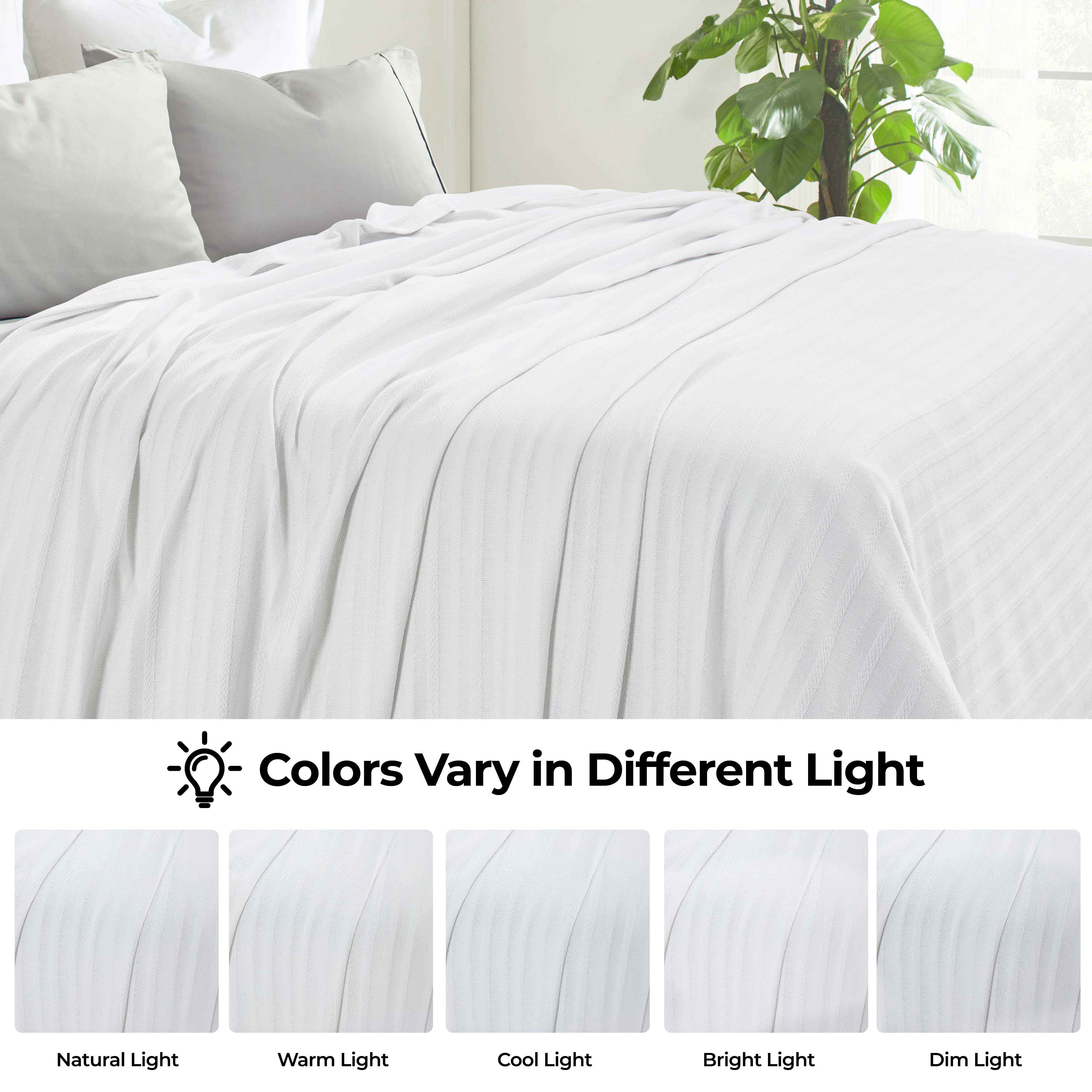 Clara Cotton Textured Striped Lightweight Woven Blanket - Omnigoodsstore