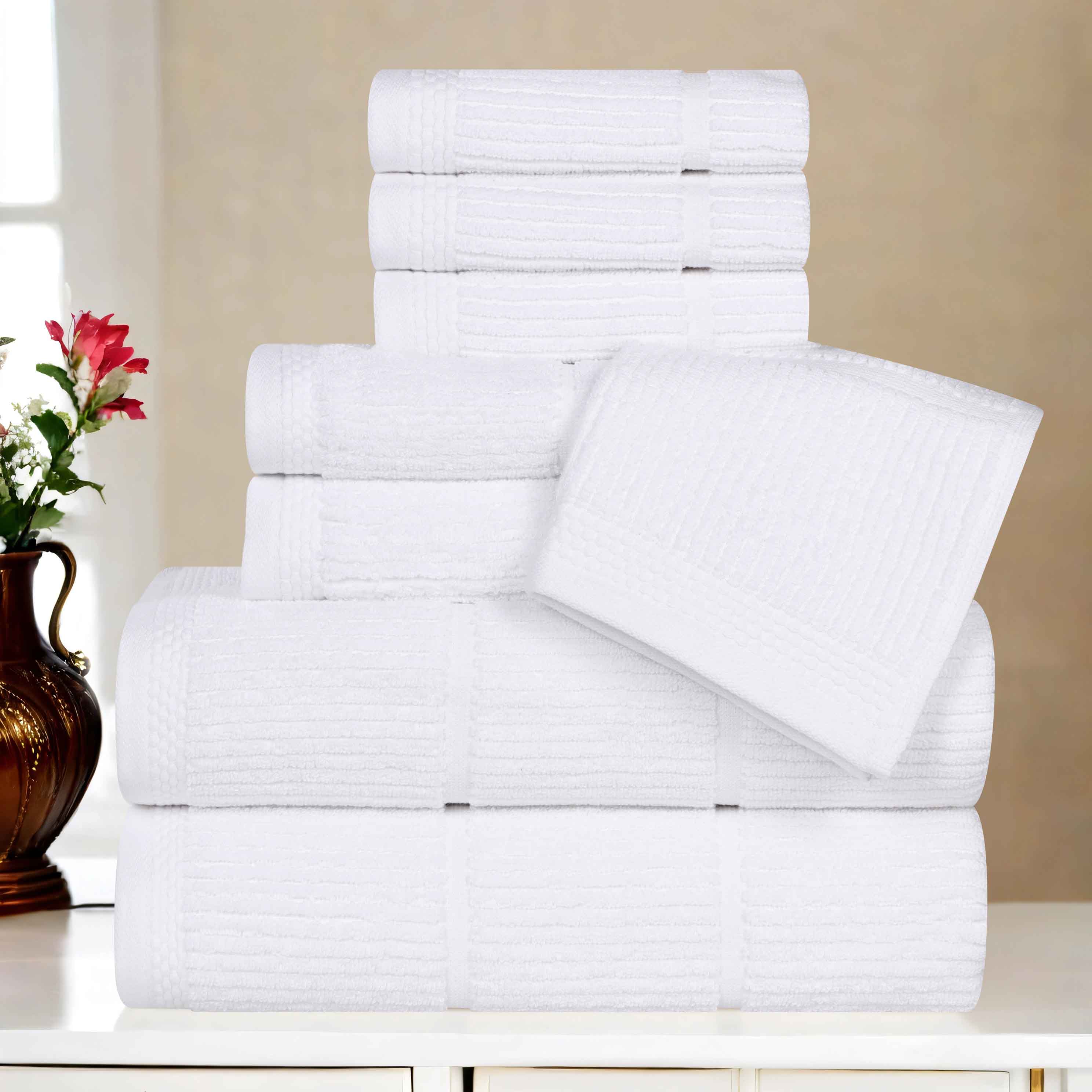 Milo Smart Twist Cotton Solid Ribbed Design 8 Piece Towel Set - Omnigoodsstore