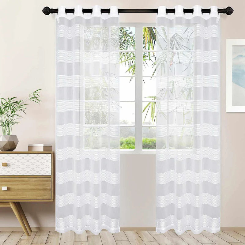 Dalisto Rope Textured Sheer Curtain Set of 2 with Grommet Top Header - Omnigoodsstore