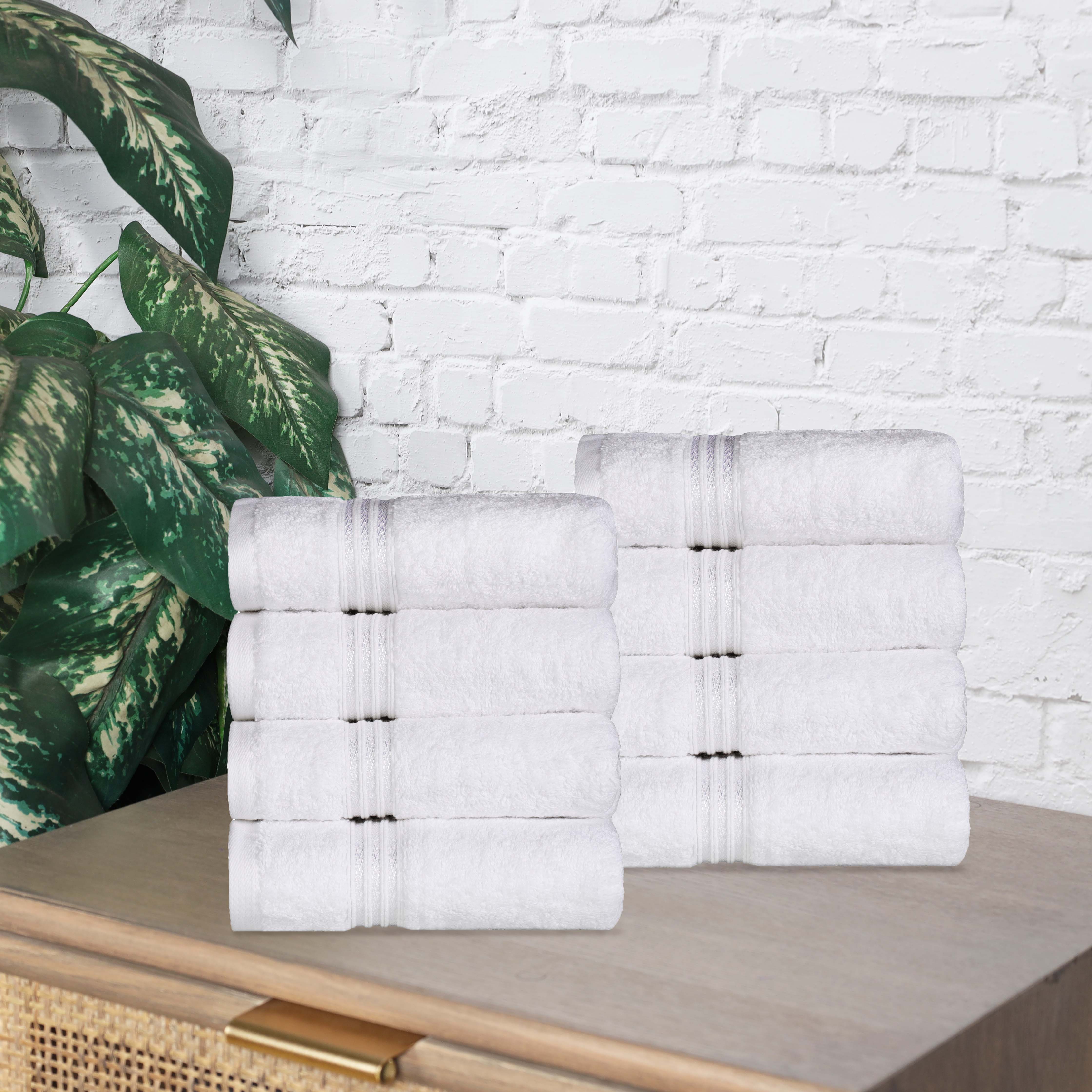 Egyptian Cotton Highly Absorbent Solid Ultra Soft Hand Towel Set of 8 - Omnigoodsstore
