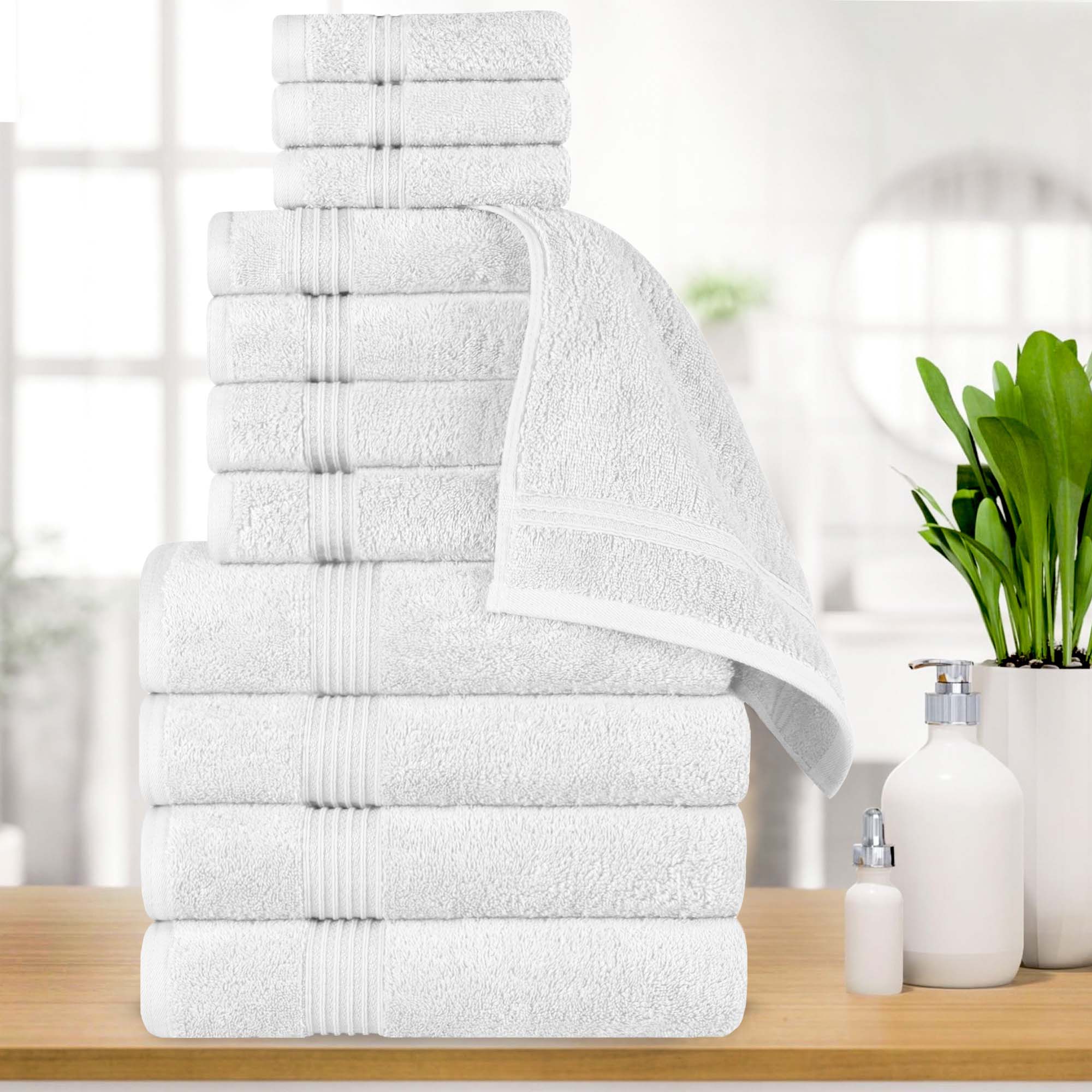 Egyptian Cotton Highly Absorbent Solid 12-Piece Ultra Soft Towel Set - Omnigoodsstore