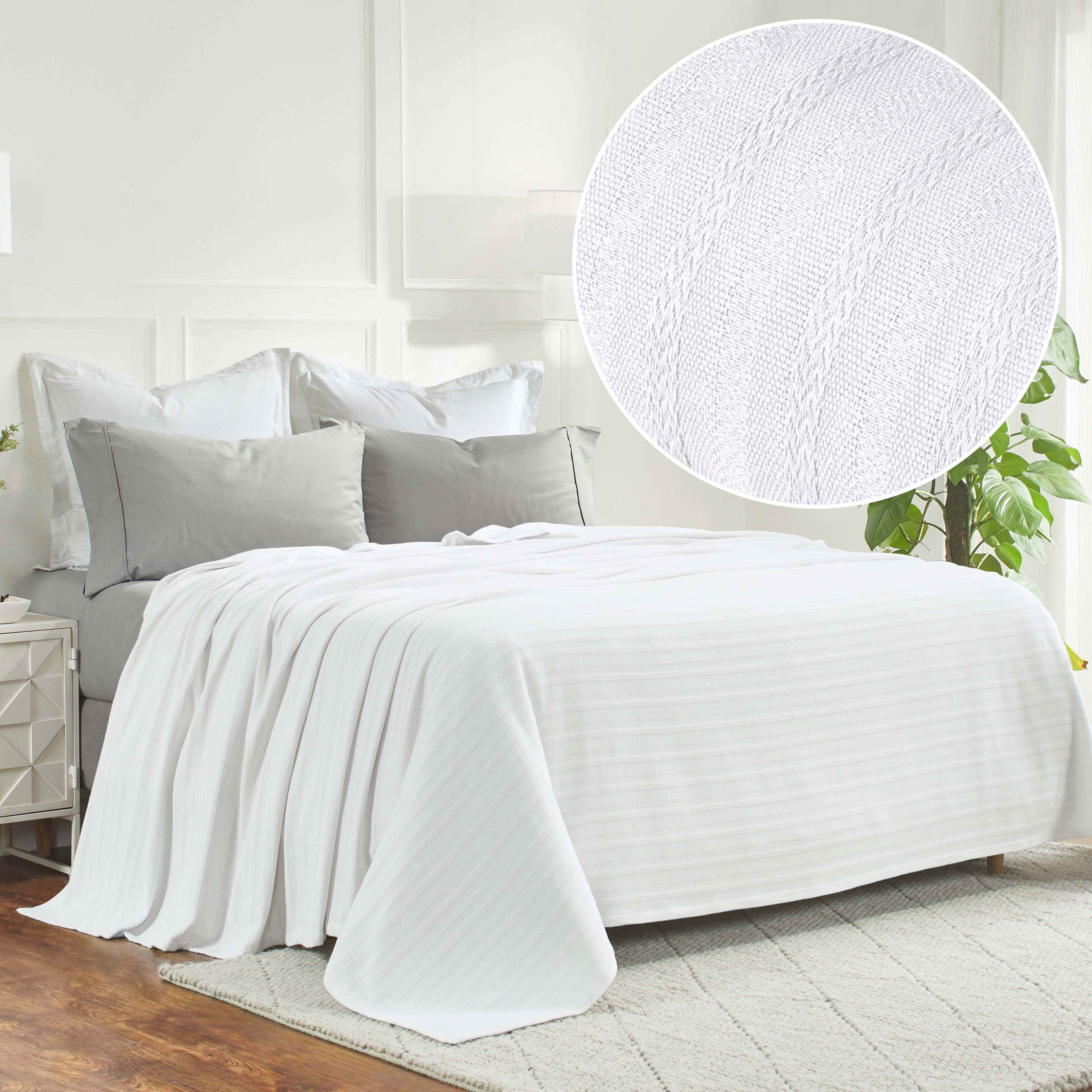 Clara Cotton Textured Striped Lightweight Woven Blanket - Omnigoodsstore