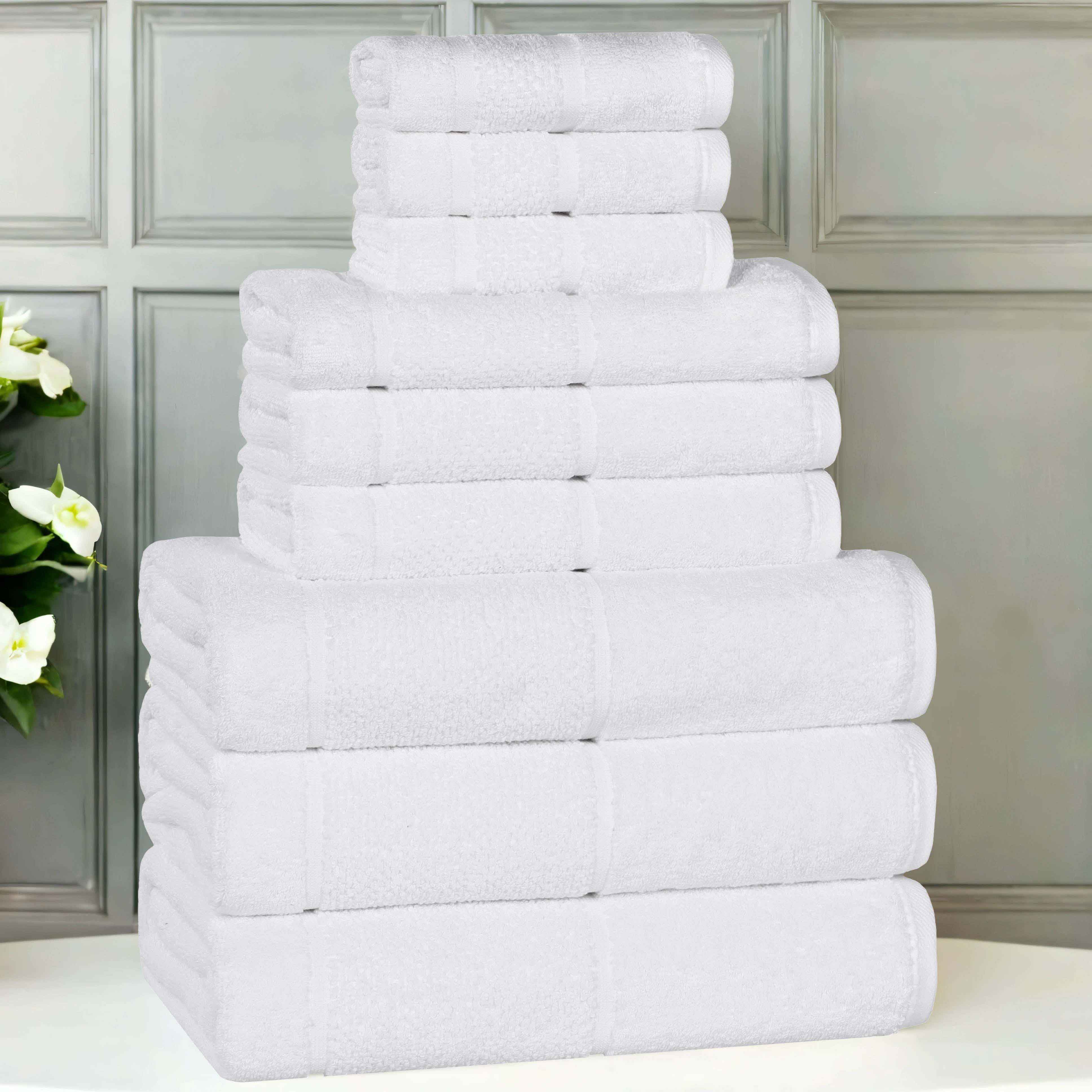 Mile Smart Twist Cotton Solid Broad Border 9 Piece Towel Set - Omnigoodsstore