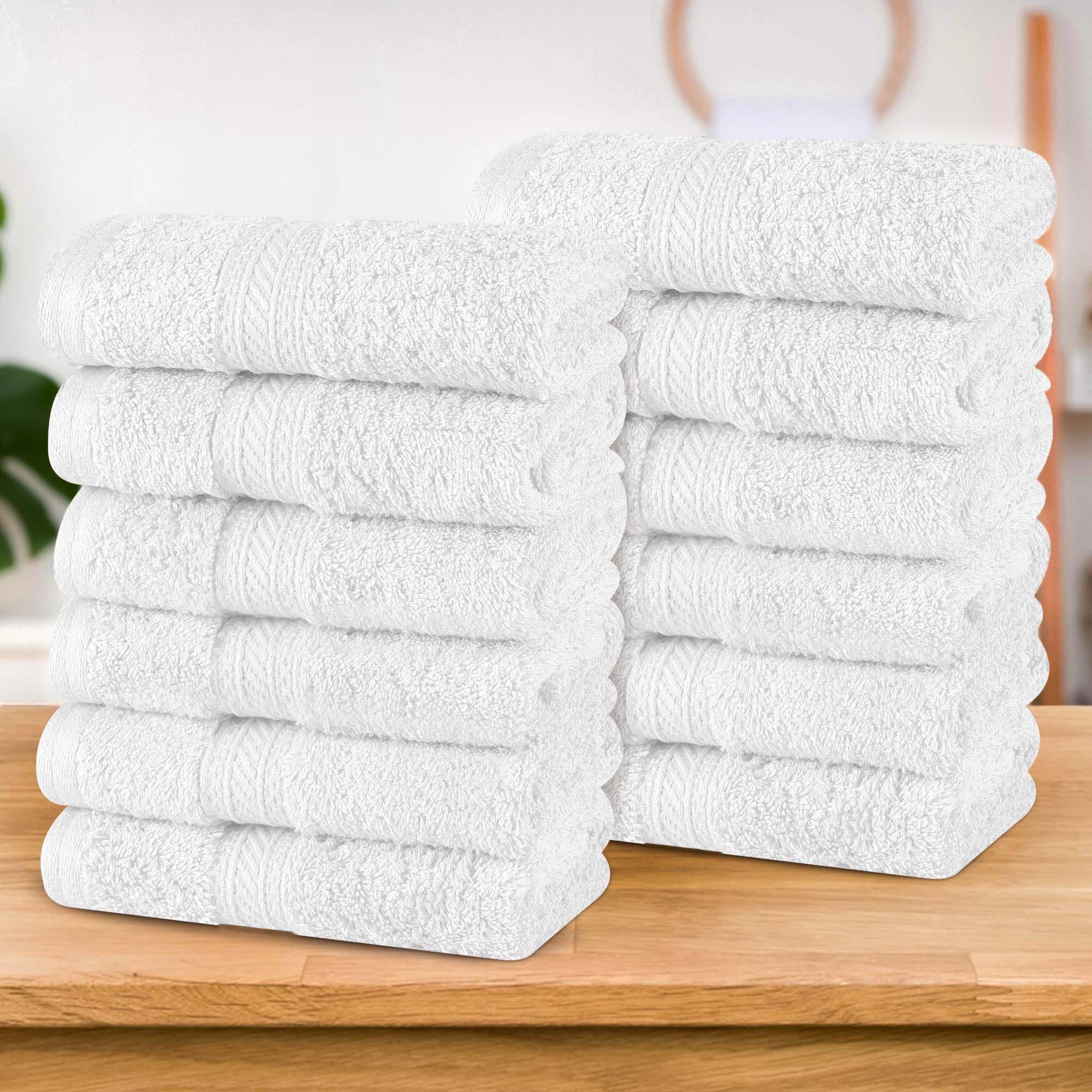 Atlas Cotton Plush Heavyweight Luxury Face Towel Washcloth Set of 12 - Omnigoodsstore