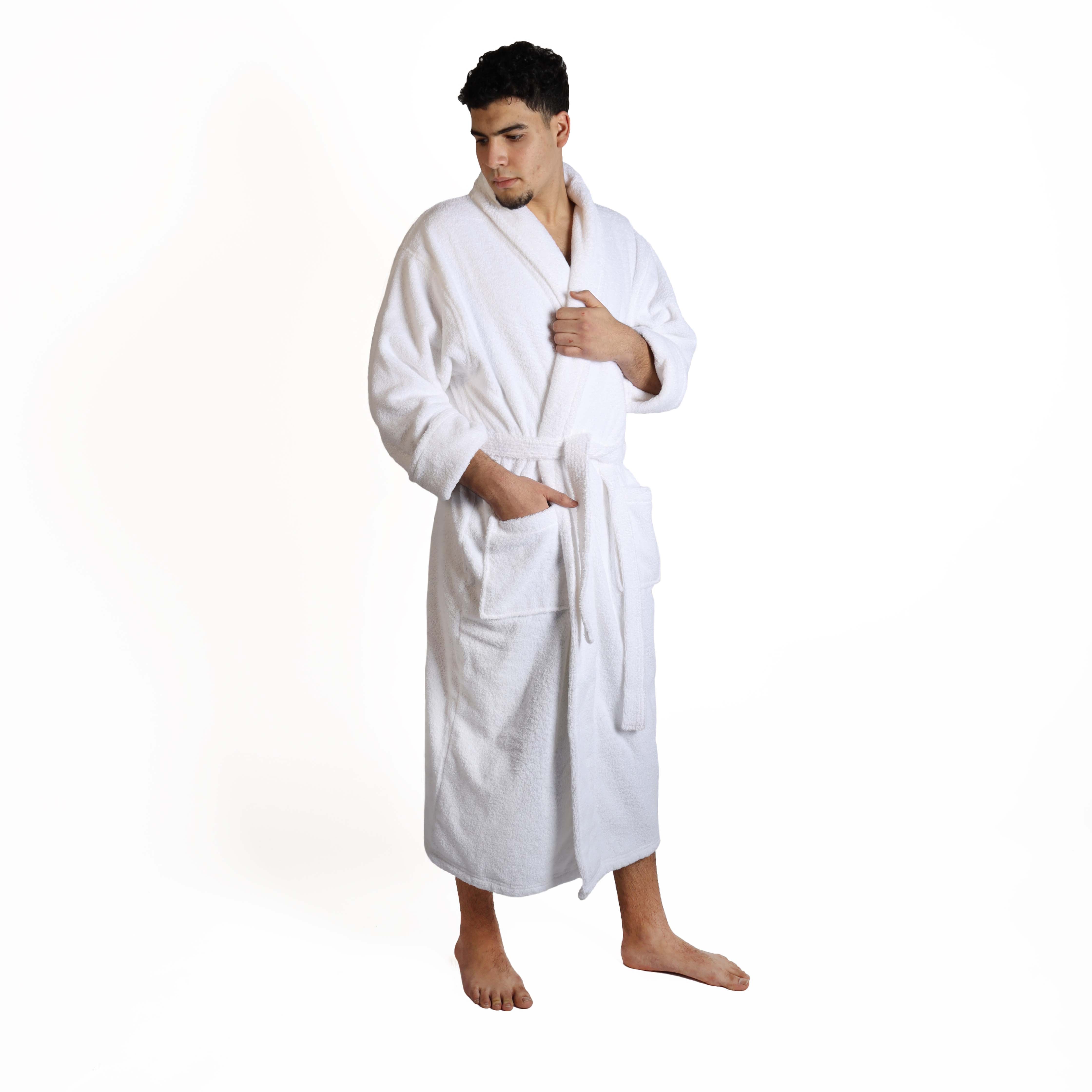 Classic Men's Bath Robe Turkish Cotton Bathrobe with Adjustable Belt - Omnigoodsstore