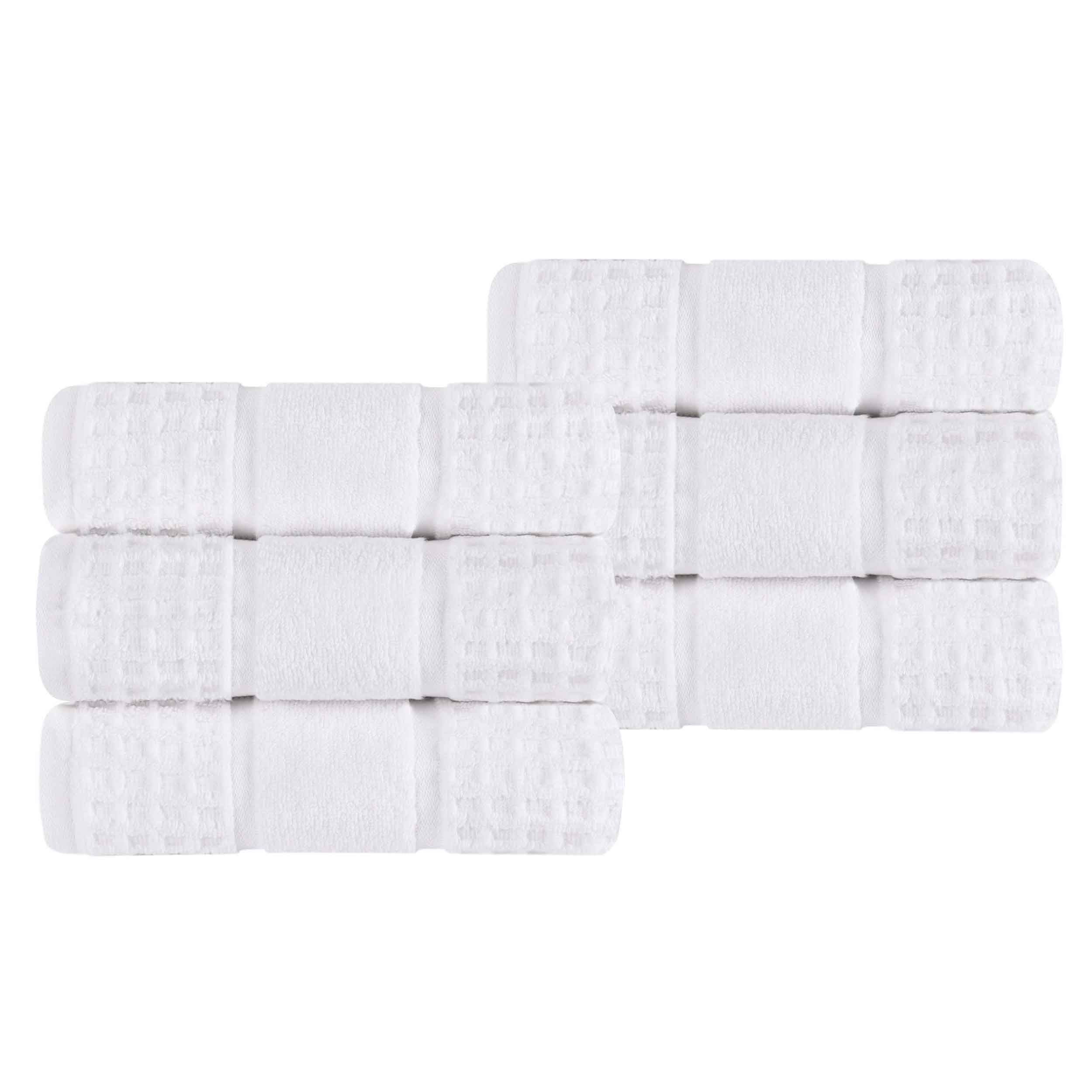 Zero Twist Cotton Waffle Honeycomb Soft Absorbent Hand Towel Set of 6 - Omnigoodsstore