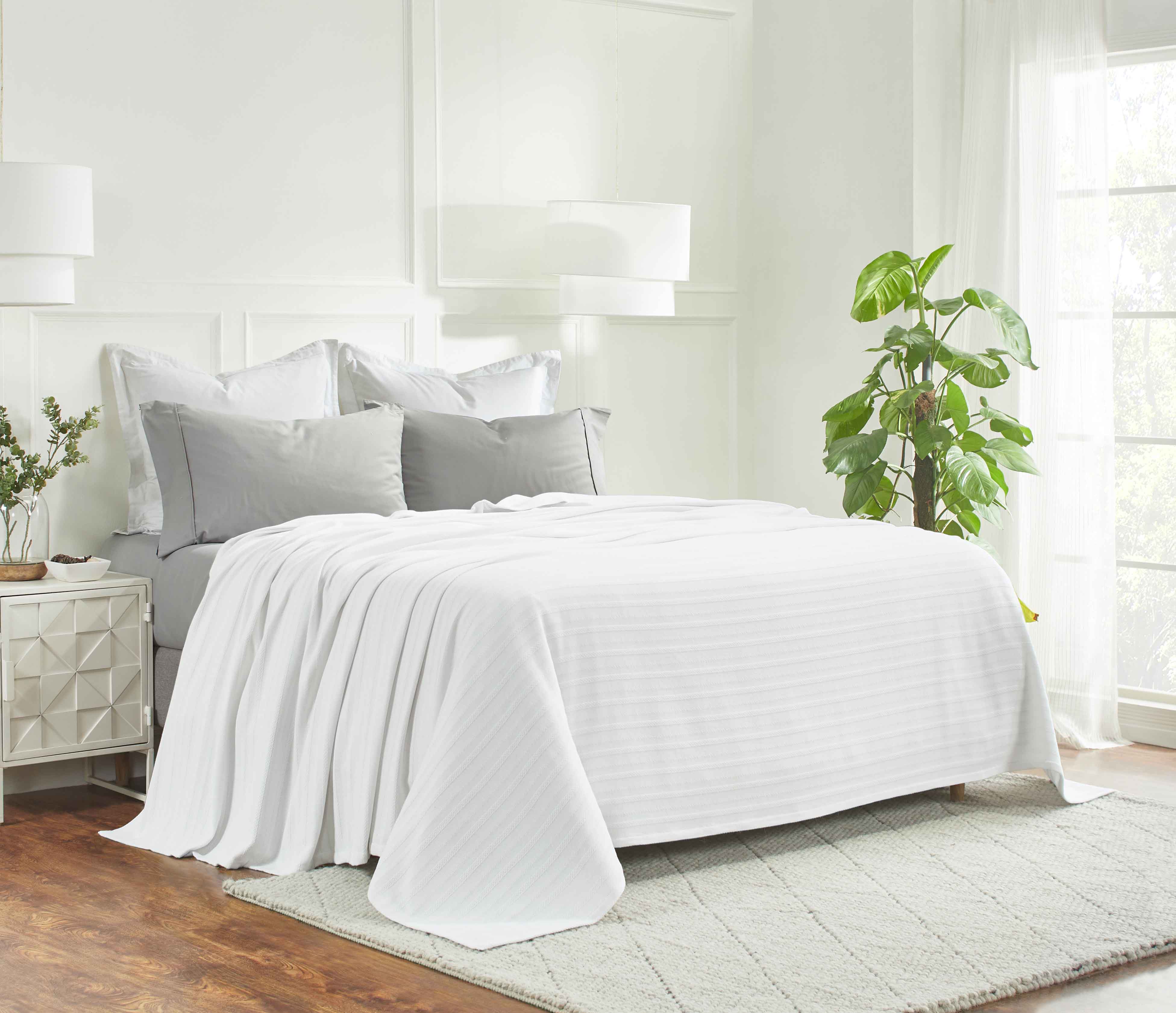 Clara Cotton Textured Striped Lightweight Woven Blanket - Omnigoodsstore