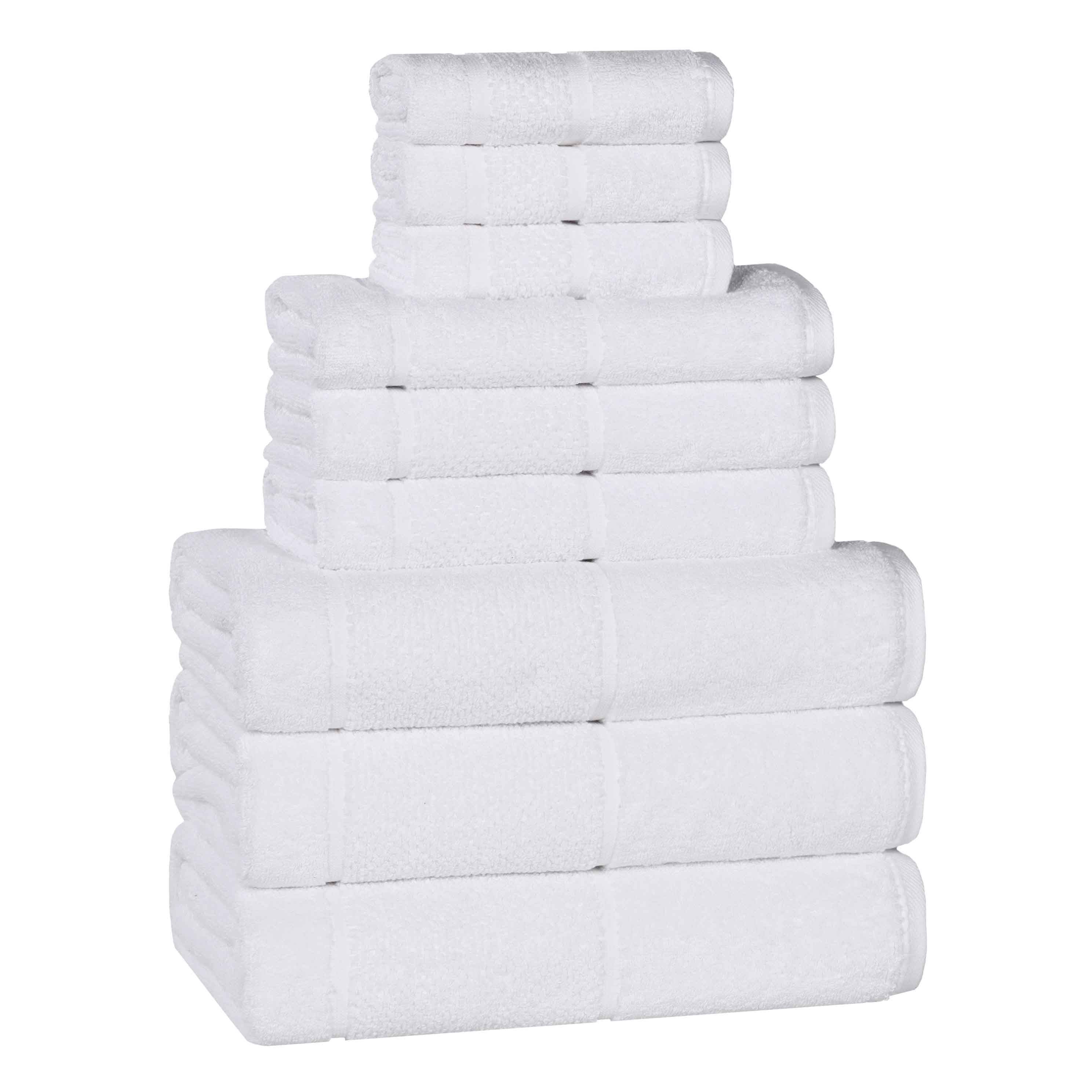 Mile Smart Twist Cotton Solid Broad Border 9 Piece Towel Set - Omnigoodsstore