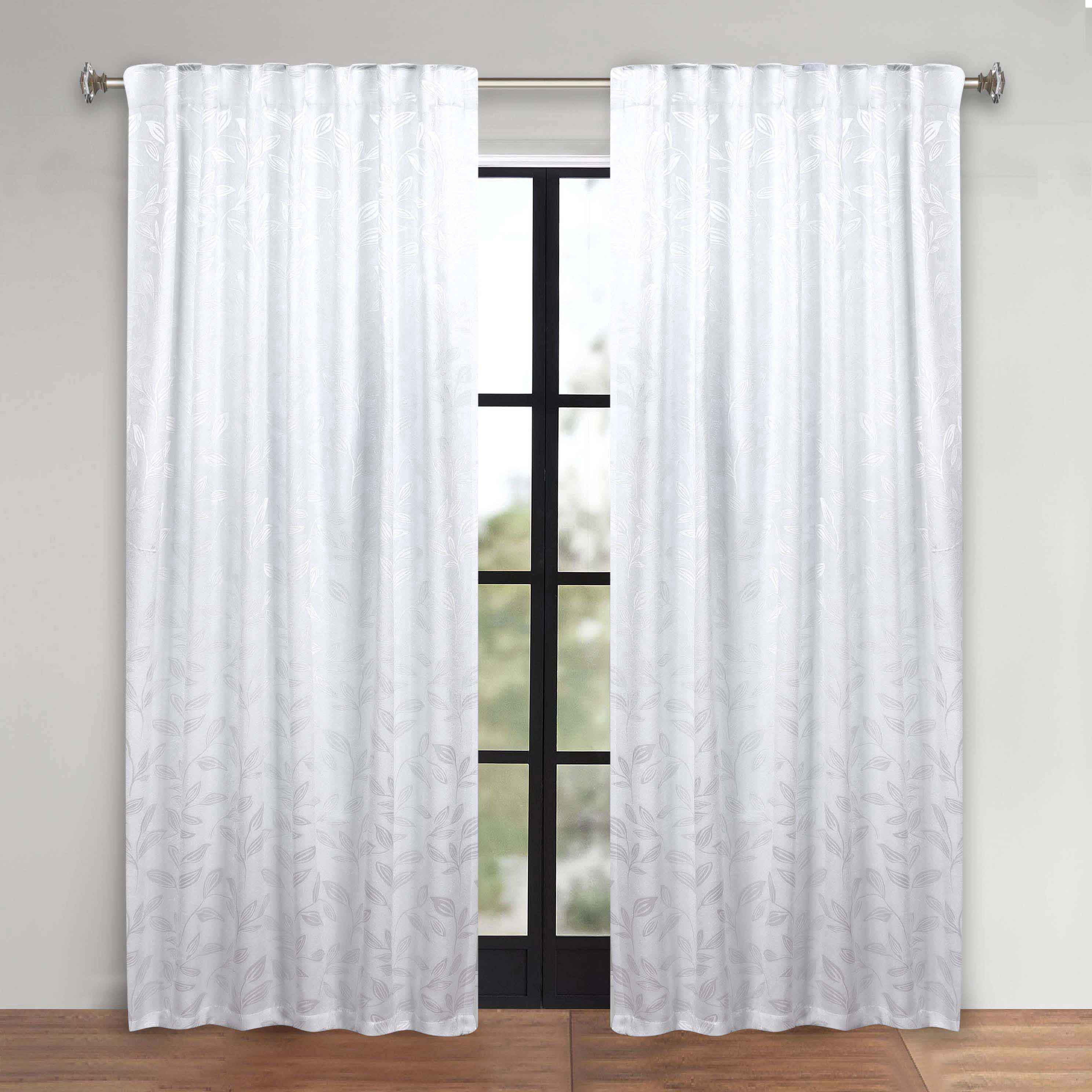 Superior Leaves Room Darkening Back Tab Blackout Curtains Panel Set - Omnigoodsstore