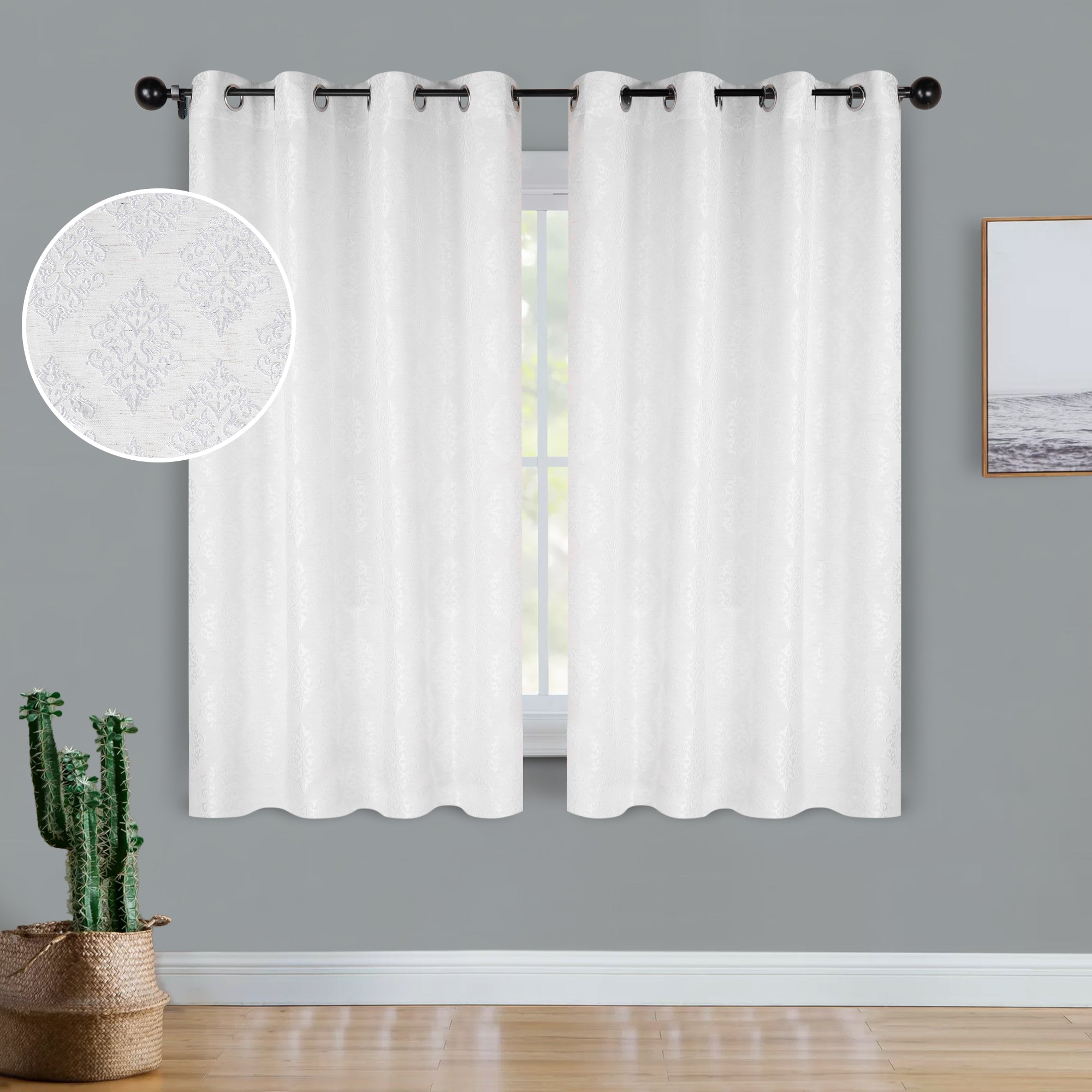 Venetian Damask Jacquard Curtain Panels, Set of 2 - Omnigoodsstore