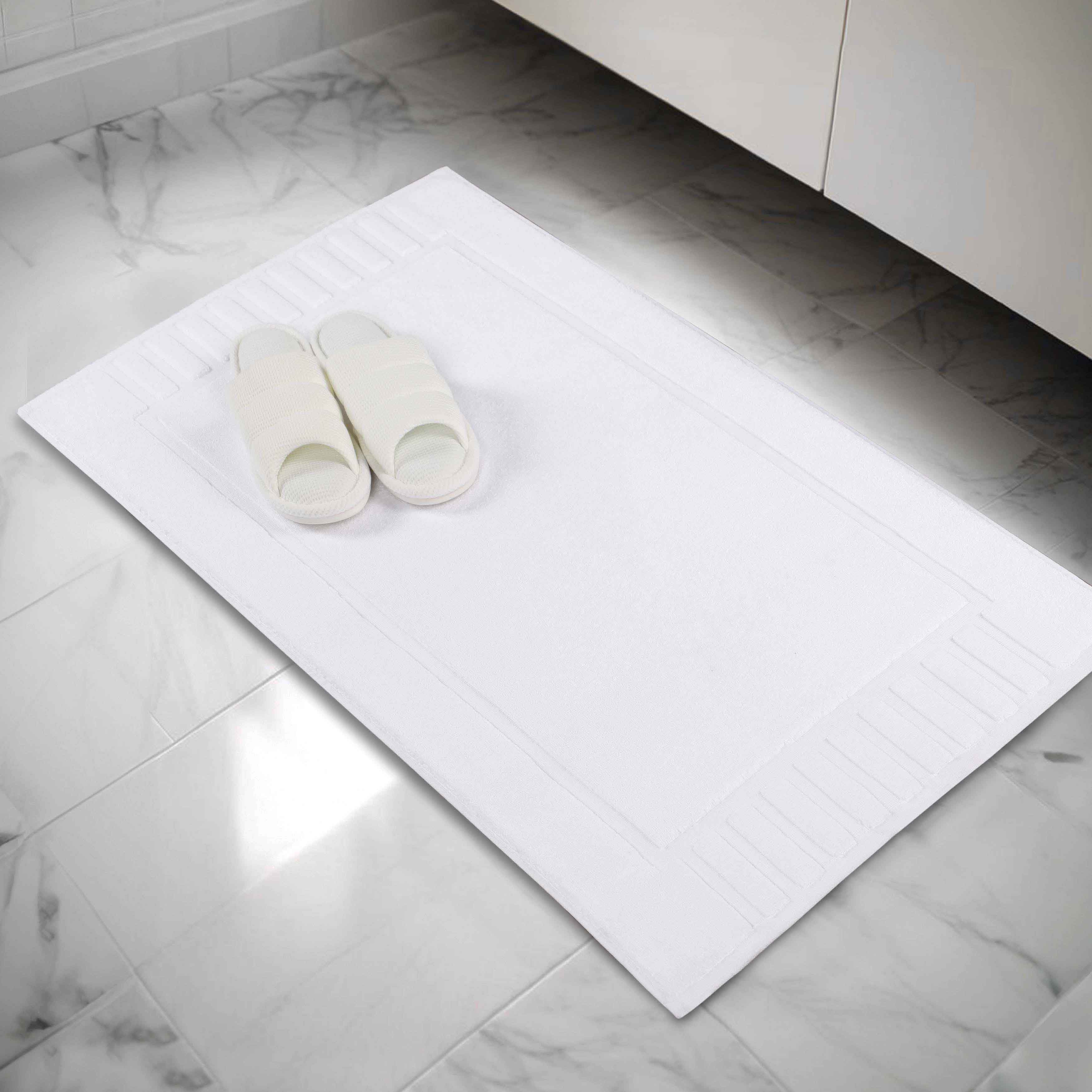 Leo Cotton Solid Modern Geometric Border Absorbent Bath Mat, Set of 2 - Omnigoodsstore