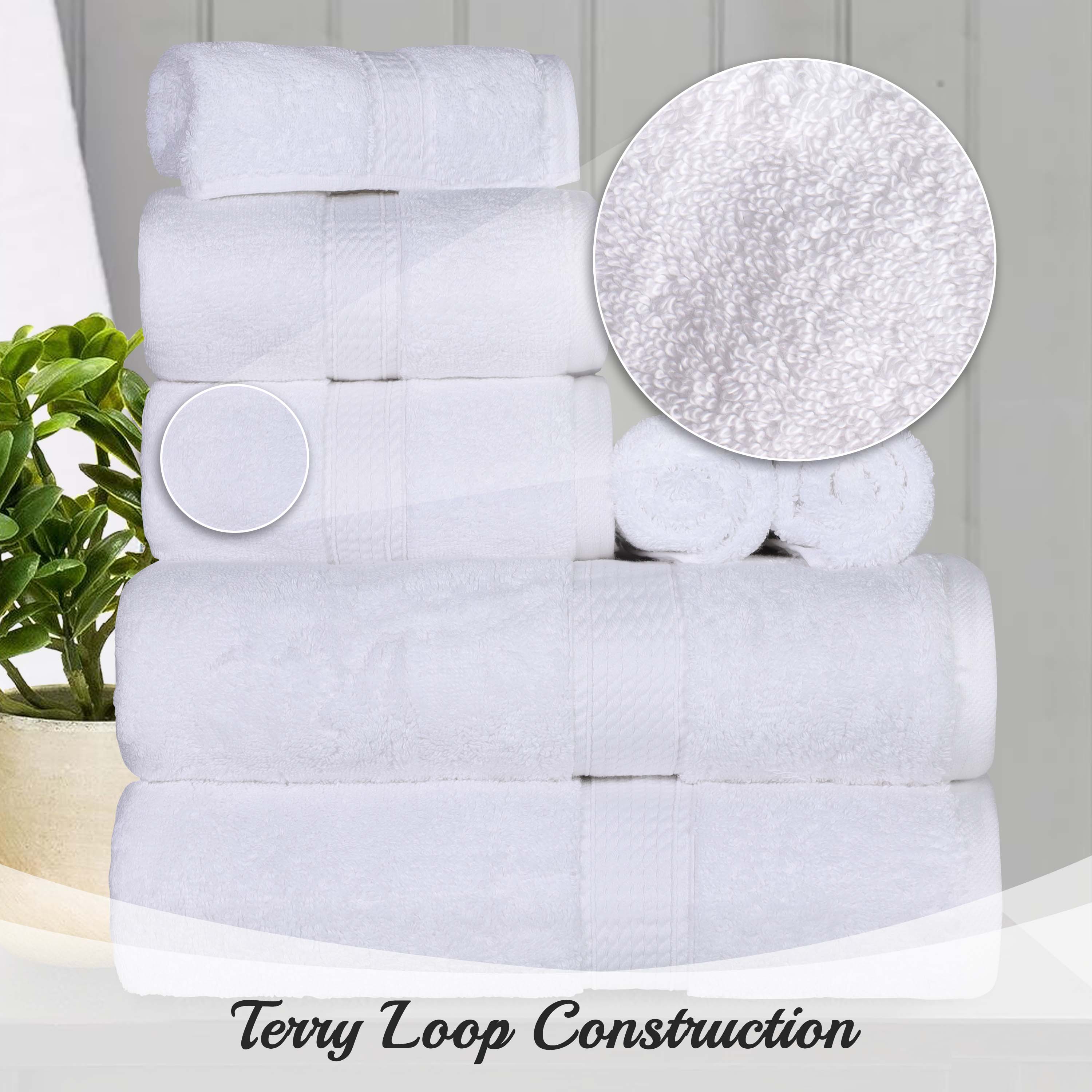Egyptian Cotton Pile Plush Heavyweight Luxury Soft 8-Piece Towel Set - Omnigoodsstore