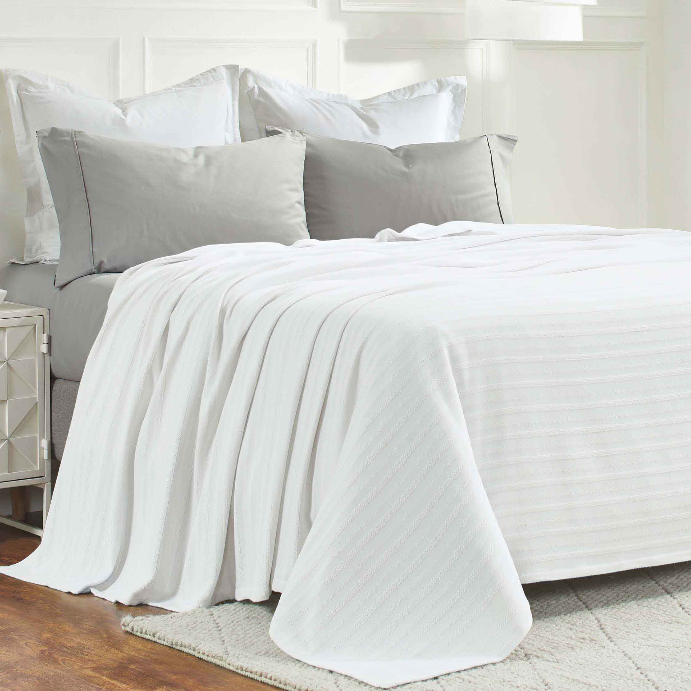 Clara Cotton Textured Striped Lightweight Woven Blanket - Omnigoodsstore