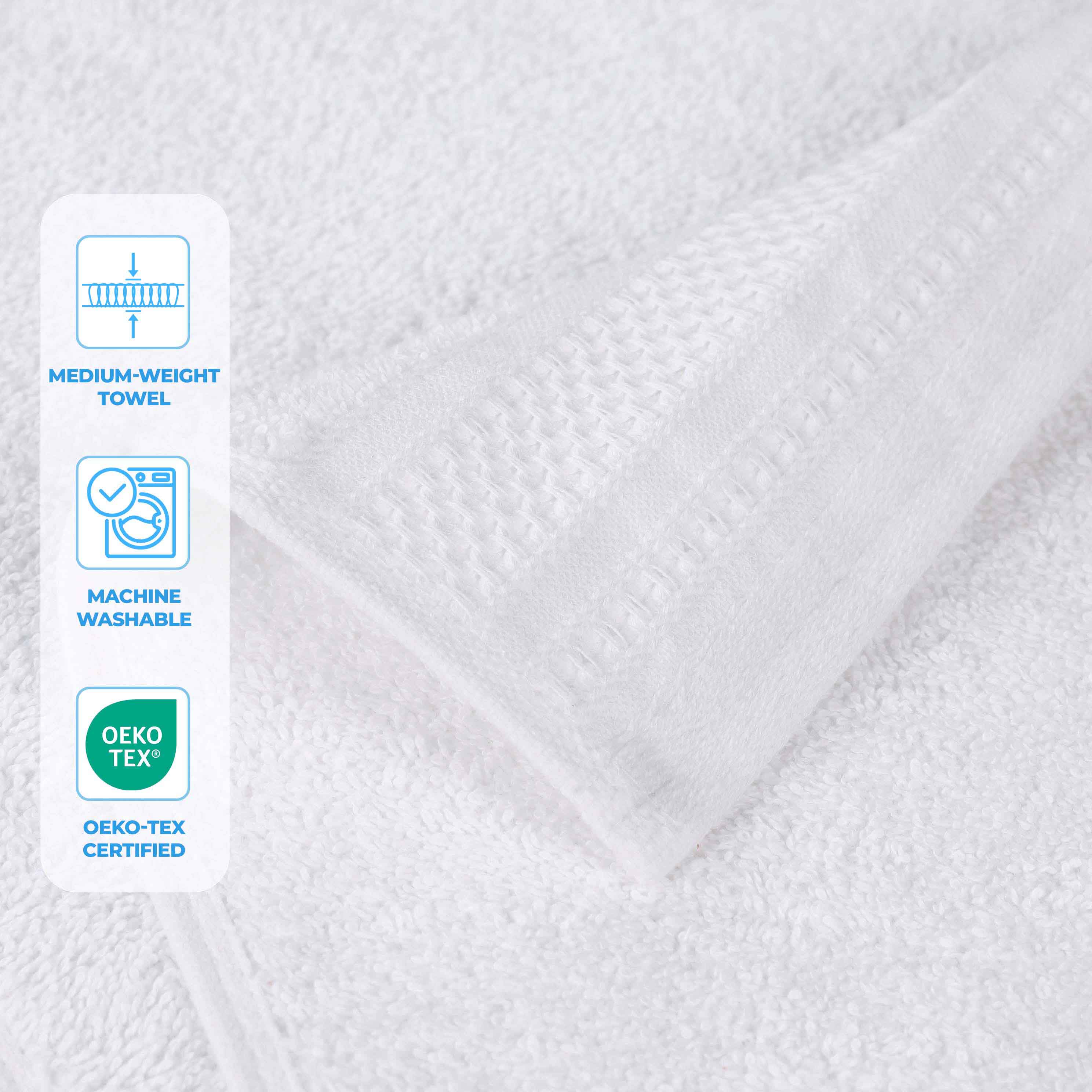 Honeycomb Textured Waffle Border Luxury Cotton Face Towels, Set of 12 - Omnigoodsstore