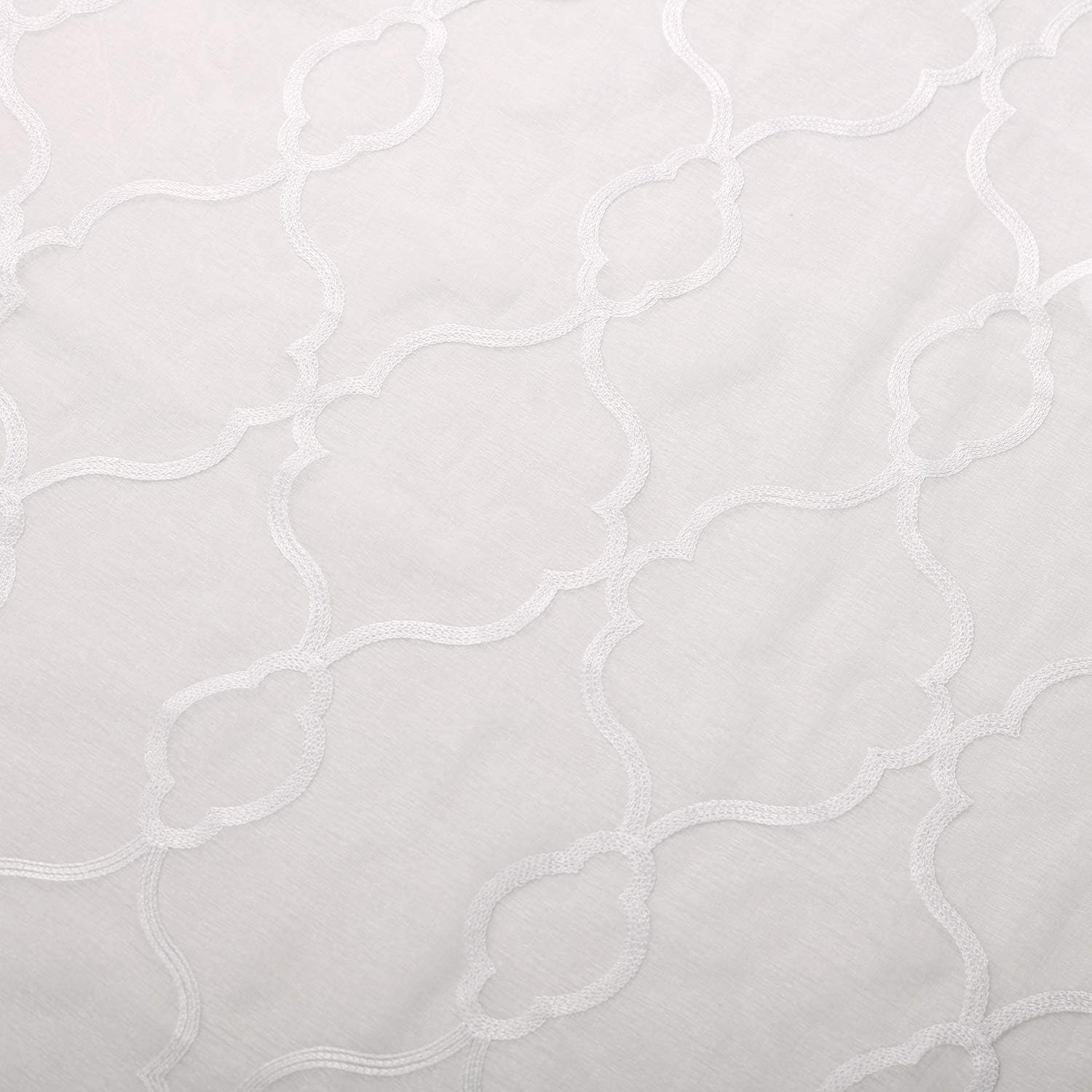 Embroidered Lattice Sheer Grommet Curtain Panel Set - Omnigoodsstore