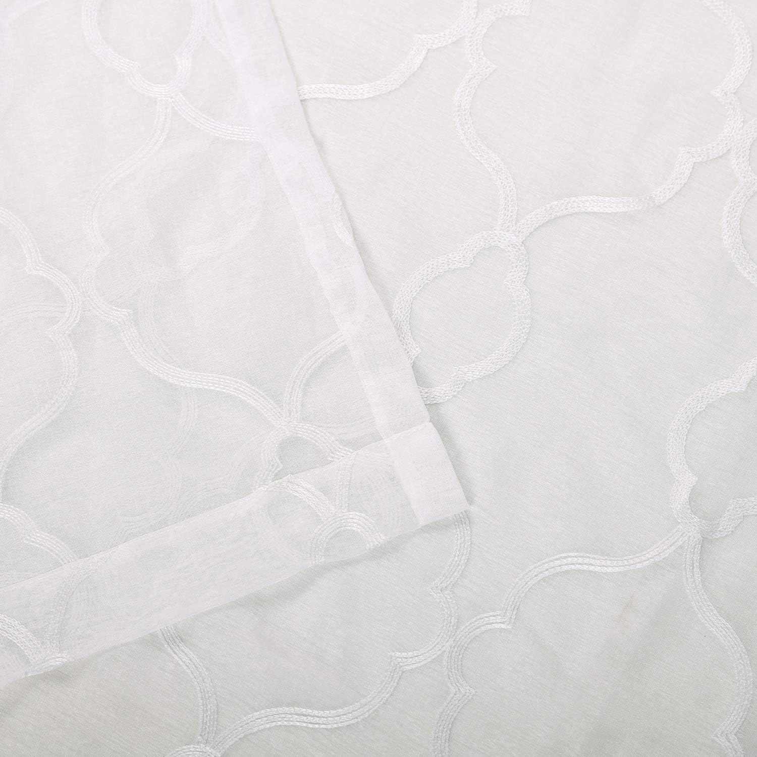 Embroidered Lattice Sheer Grommet Curtain Panel Set - Omnigoodsstore