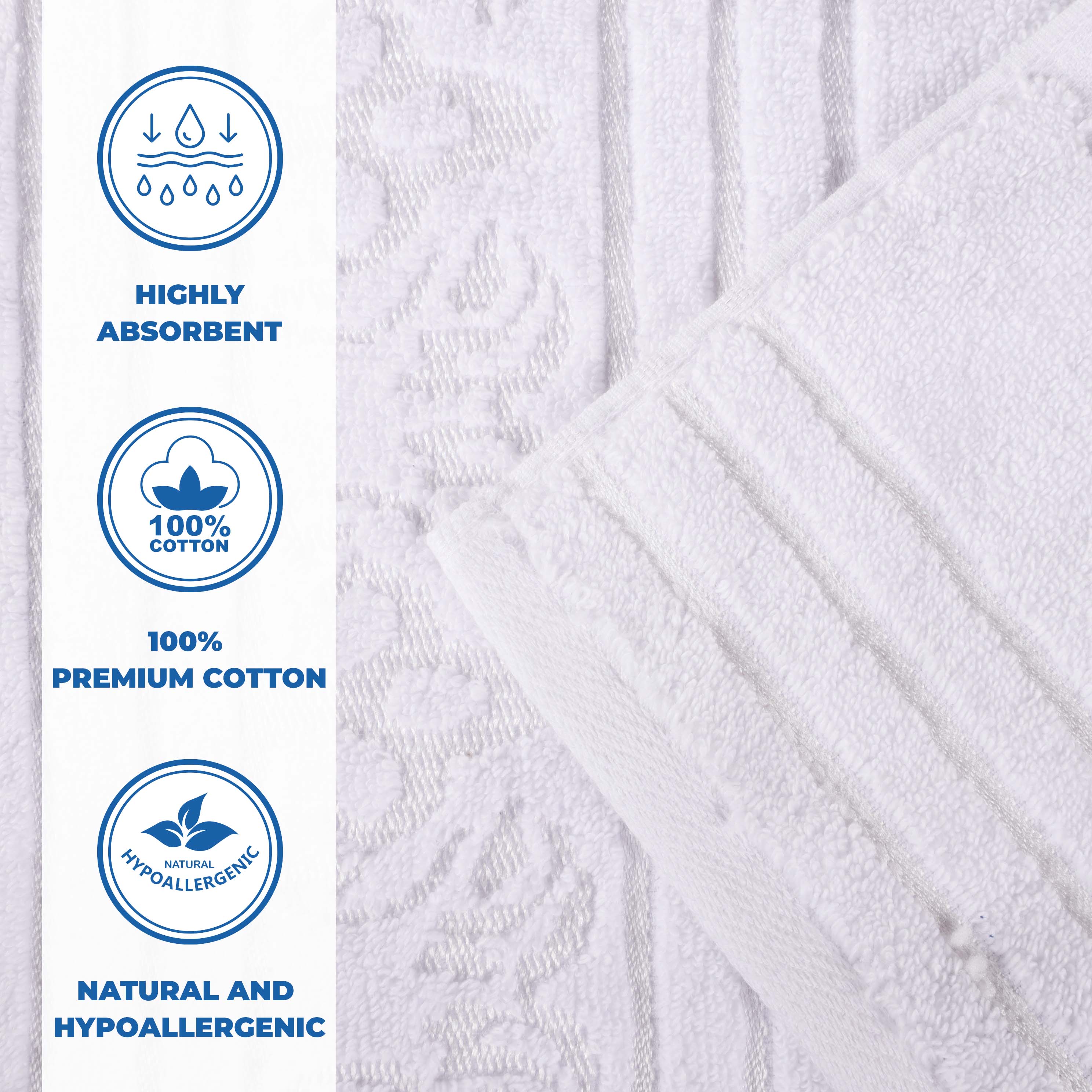 Sadie Zero Twist Cotton Solid and Jacquard Floral Face Towel Set of 12 - Omnigoodsstore