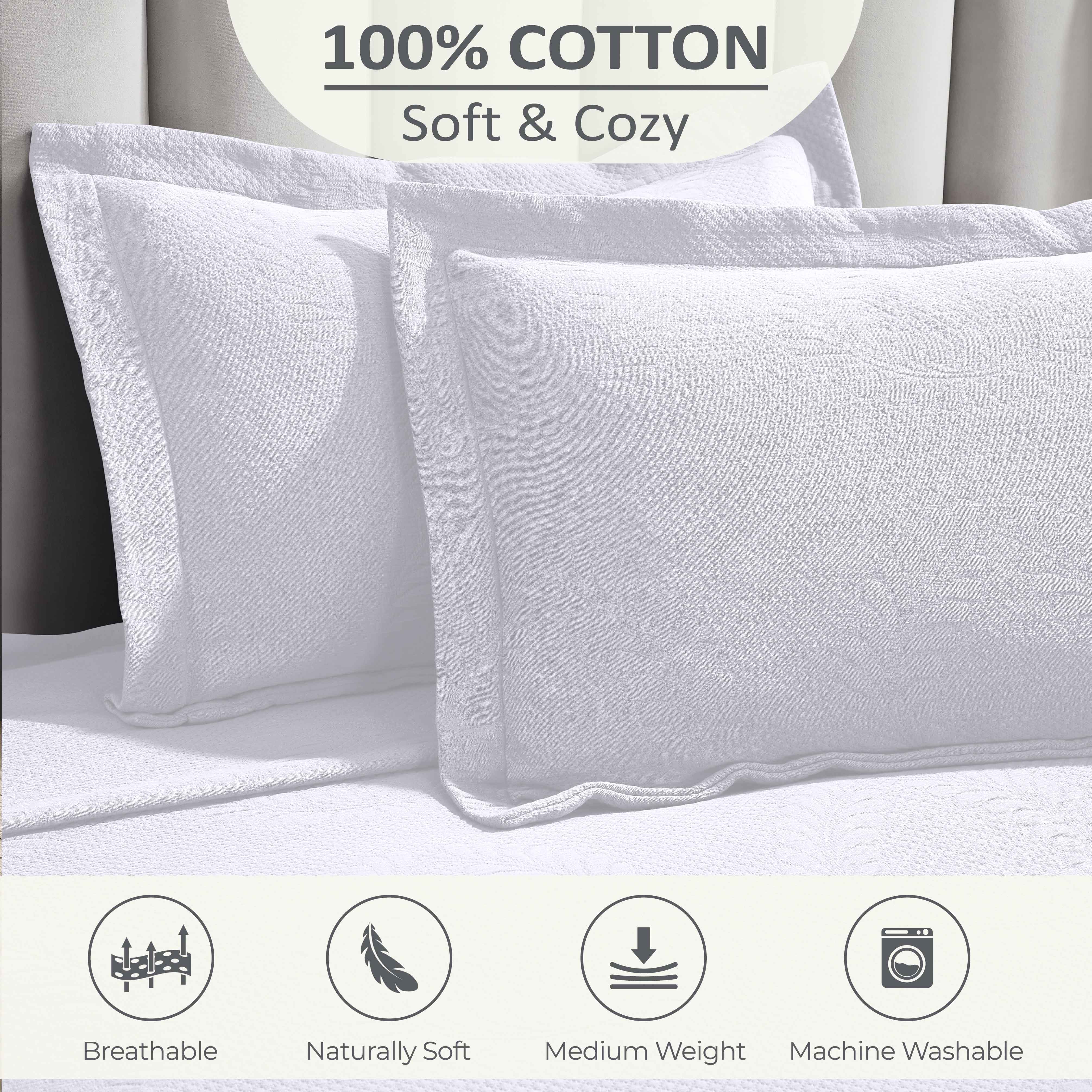 Peploi Cotton Medium Weight Matelasse Bedspread and Sham Set - Omnigoodsstore