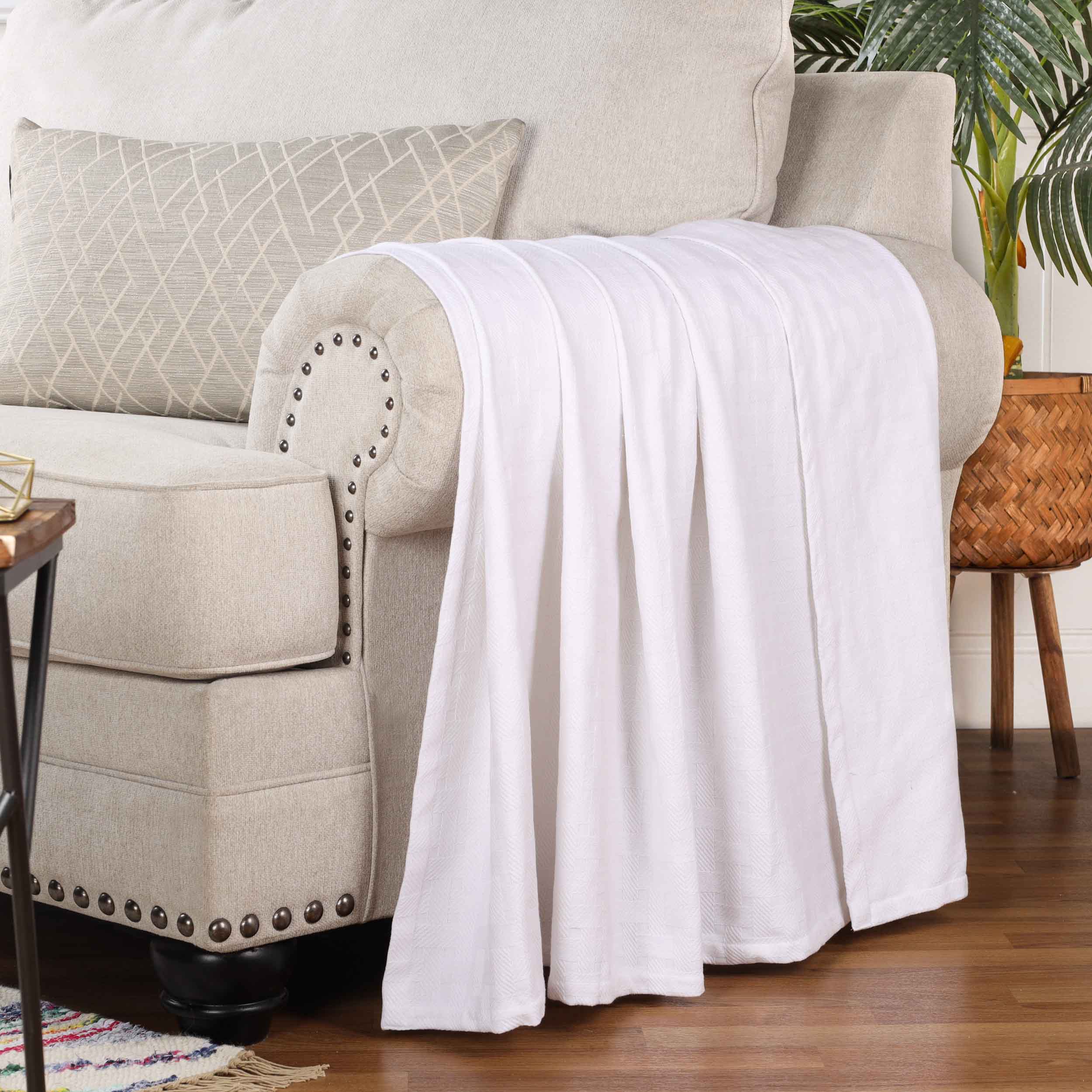 Basketweave All Season Cotton Bed Blanket & Sofa Throw - Omnigoodsstore