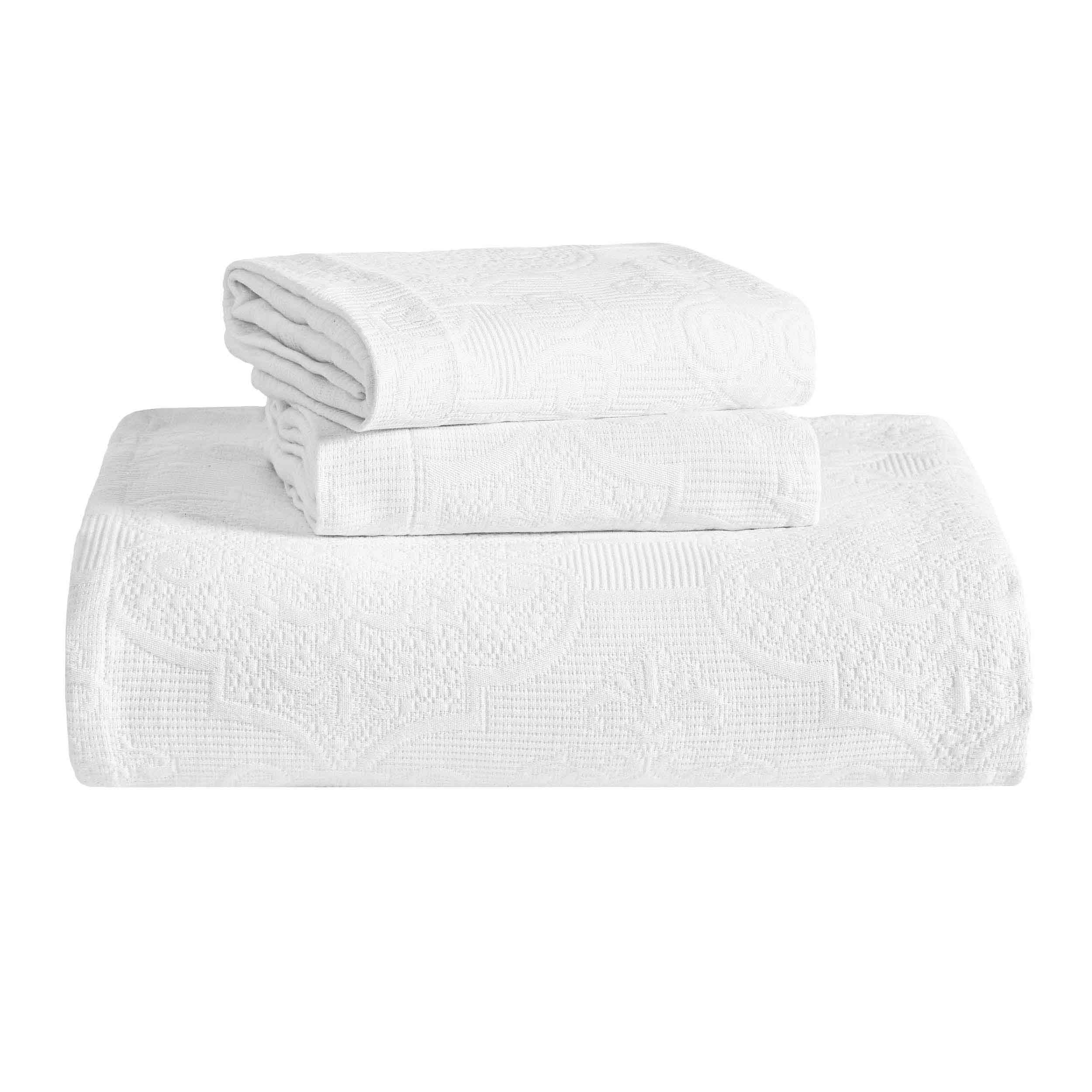 Florin Cotton Matelassé Weave Jacquard Scrolling Medallion Bedspread Set - Omnigoodsstore
