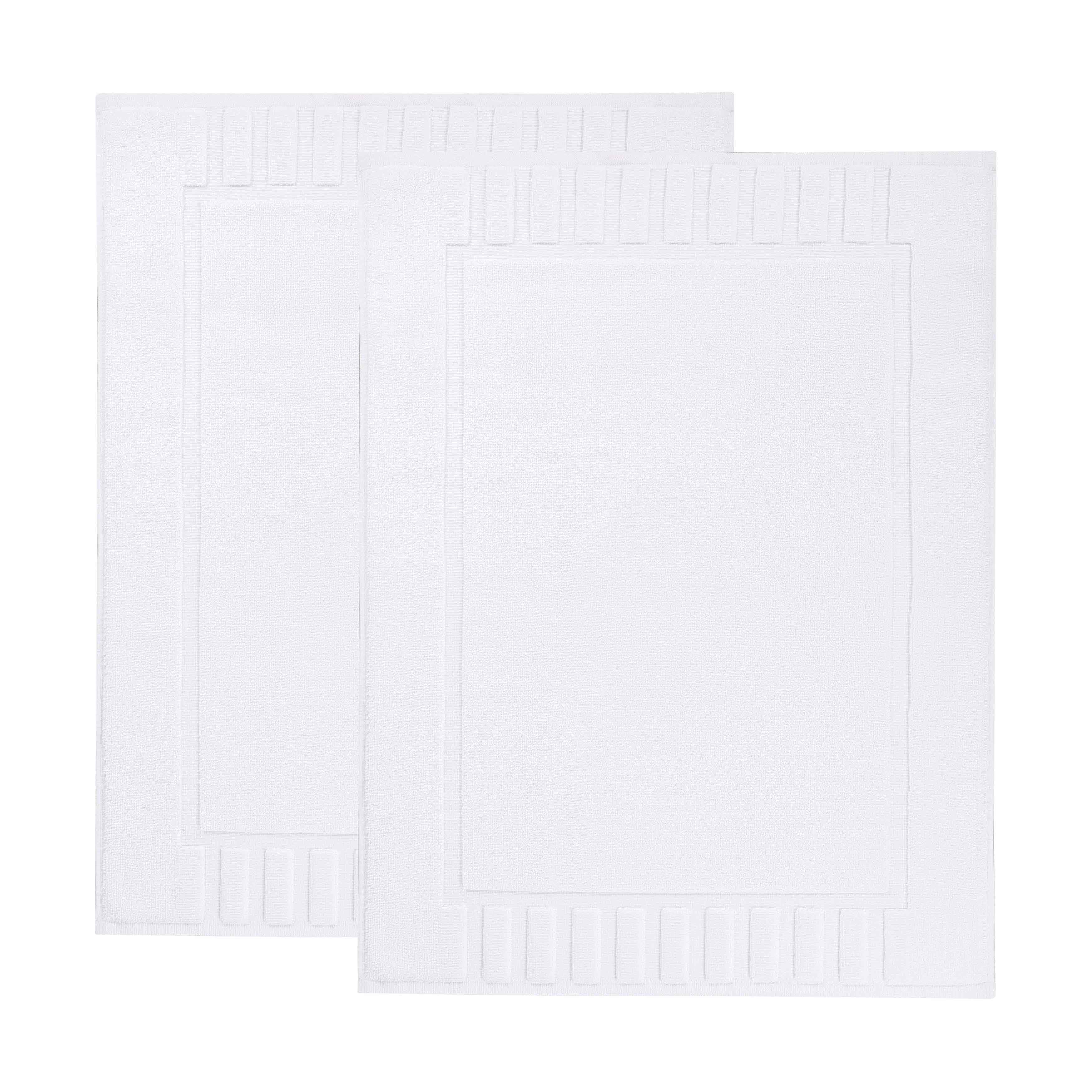 Leo Cotton Solid Modern Geometric Border Absorbent Bath Mat, Set of 2 - Omnigoodsstore