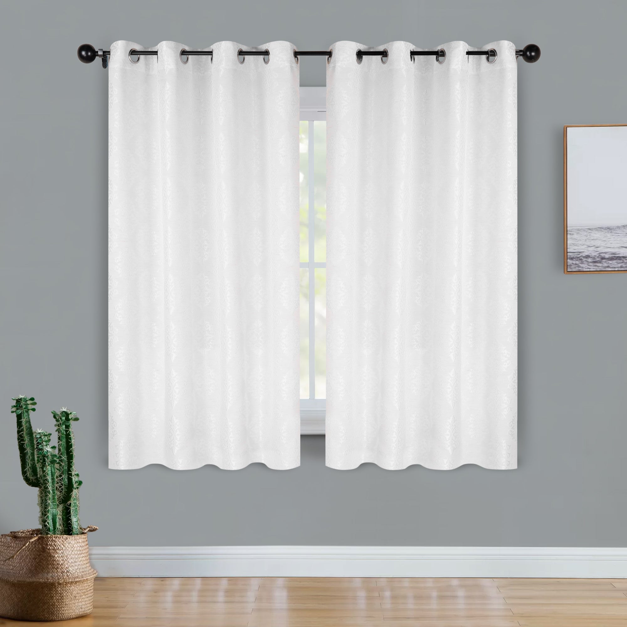 Venetian Damask Jacquard Curtain Panels, Set of 2 - Omnigoodsstore