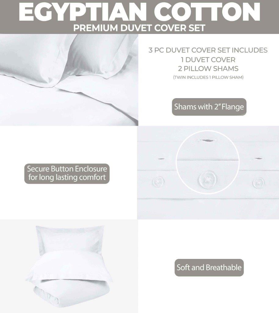 Egyptian Cotton 300 Thread Count Solid Duvet Cover Set - Omnigoodsstore