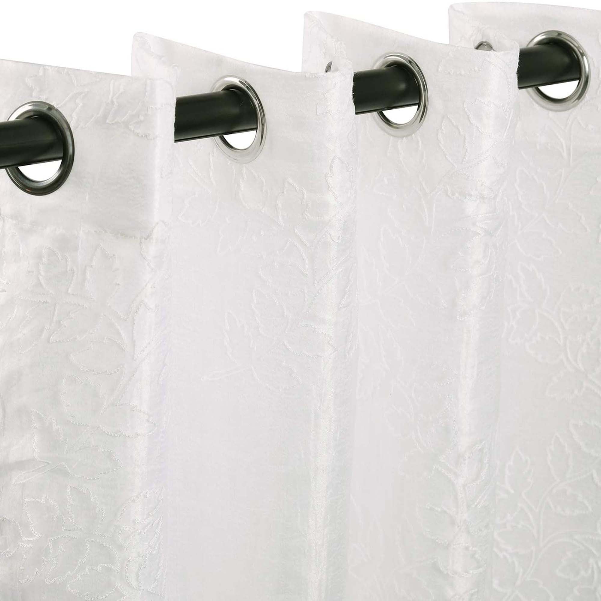 Embroidered Leaves Grommet 2 Piece Layered Sheer Curtain Panel Set - Omnigoodsstore