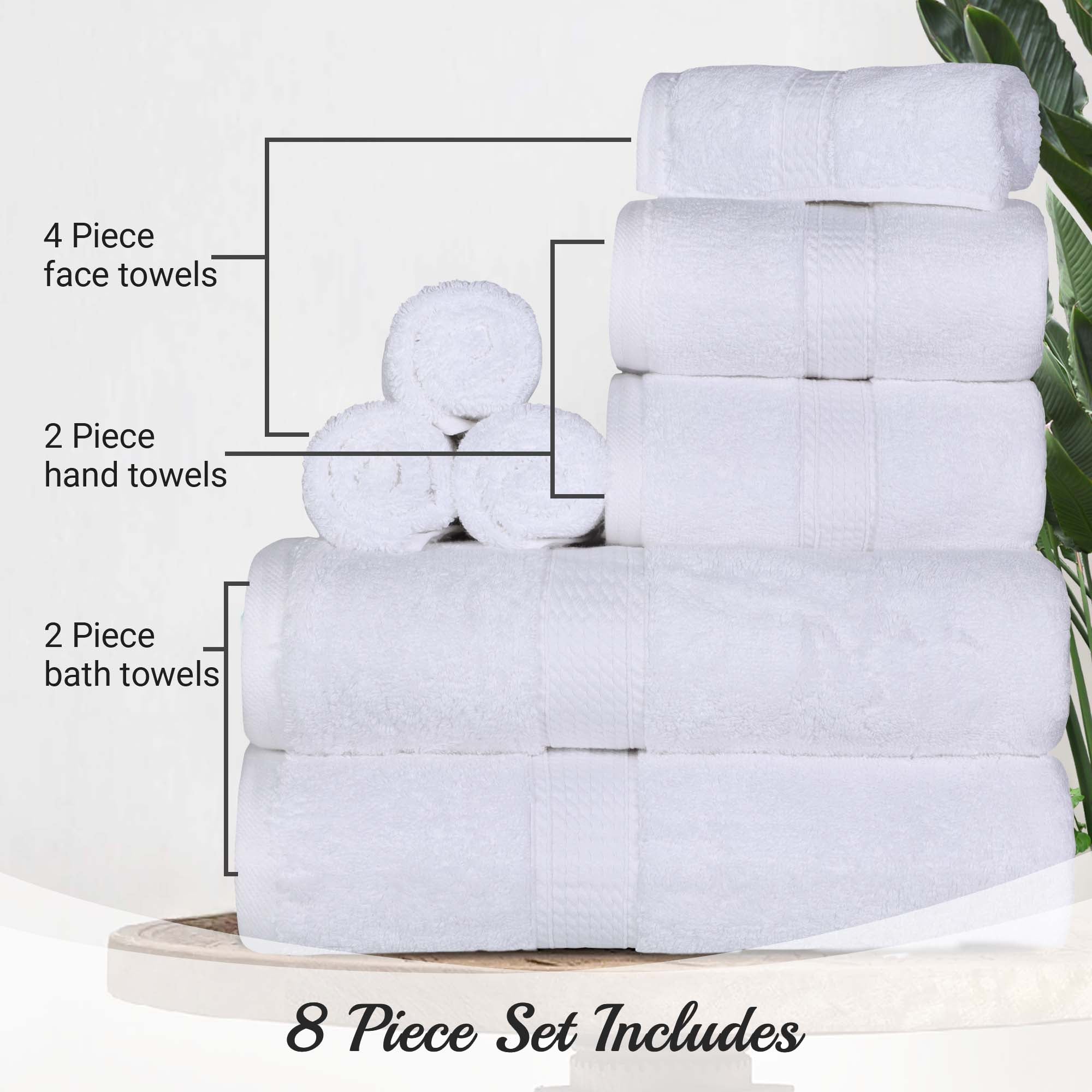 Egyptian Cotton Pile Plush Heavyweight Luxury Soft 8-Piece Towel Set - Omnigoodsstore