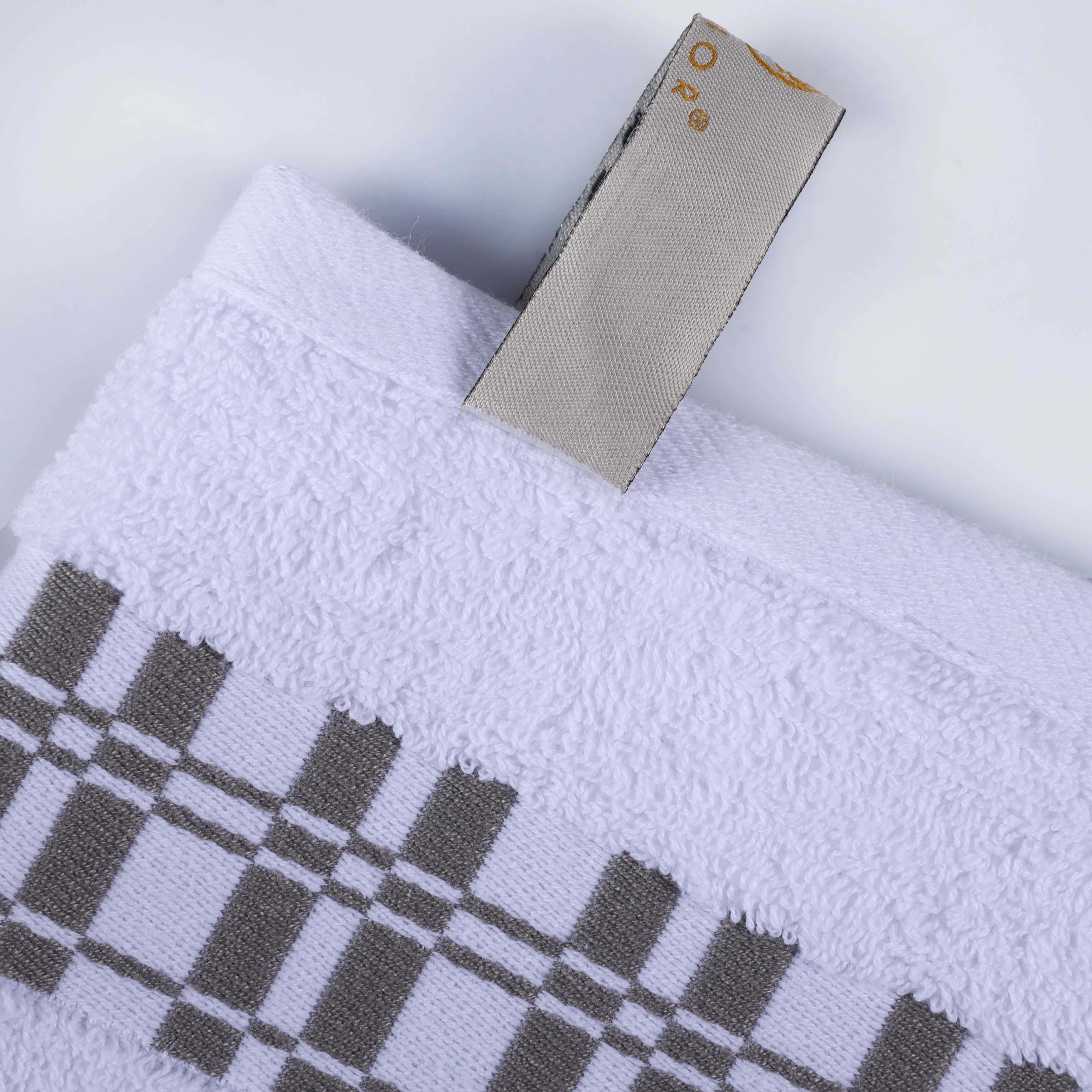 Larissa Cotton Geometric Embroidered Border Bath Towels, Set of 4 - Omnigoodsstore