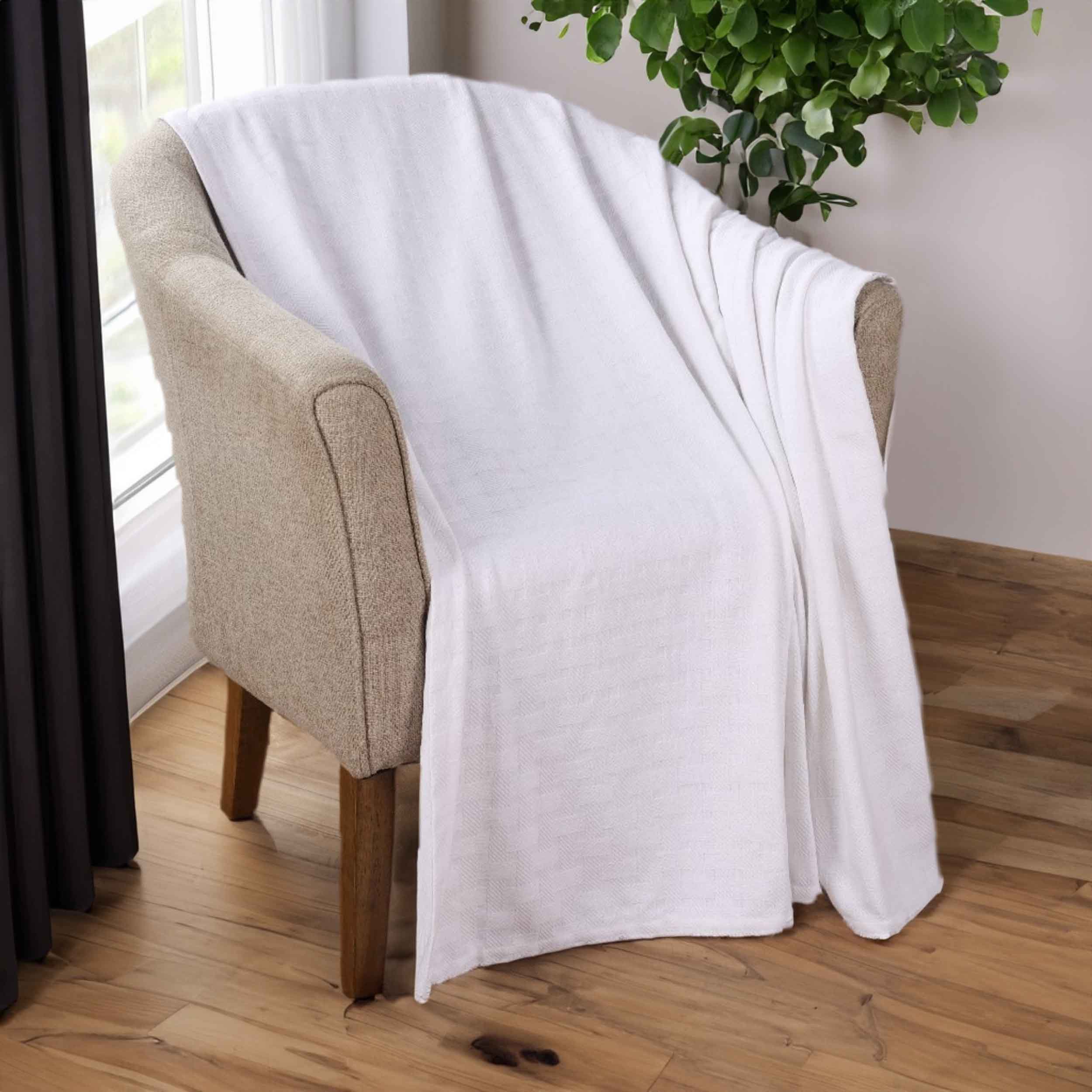 Basketweave All Season Cotton Bed Blanket & Sofa Throw - Omnigoodsstore