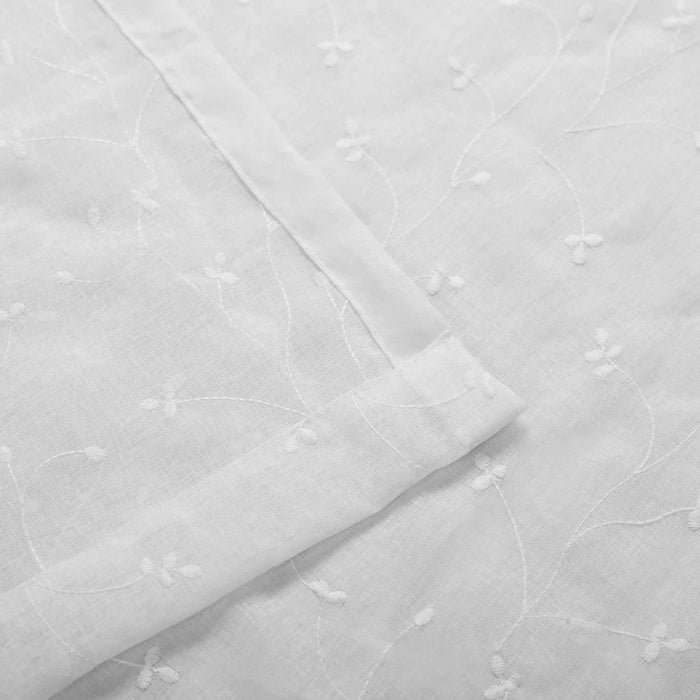 Embroidered Delicate Flower Sheer Grommet Curtain Panel Set - Omnigoodsstore