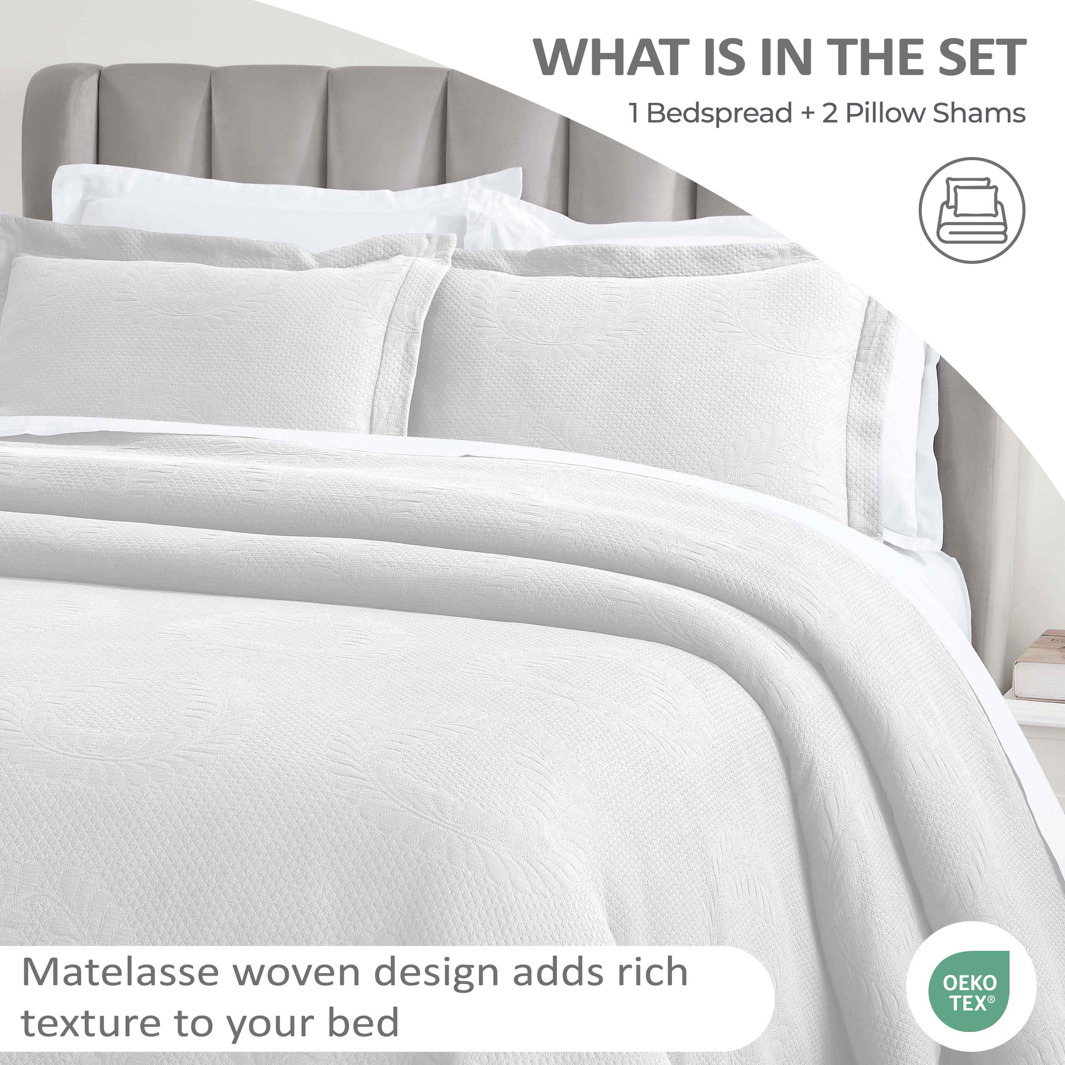 Peploi Cotton Medium Weight Matelasse Bedspread and Sham Set - Omnigoodsstore