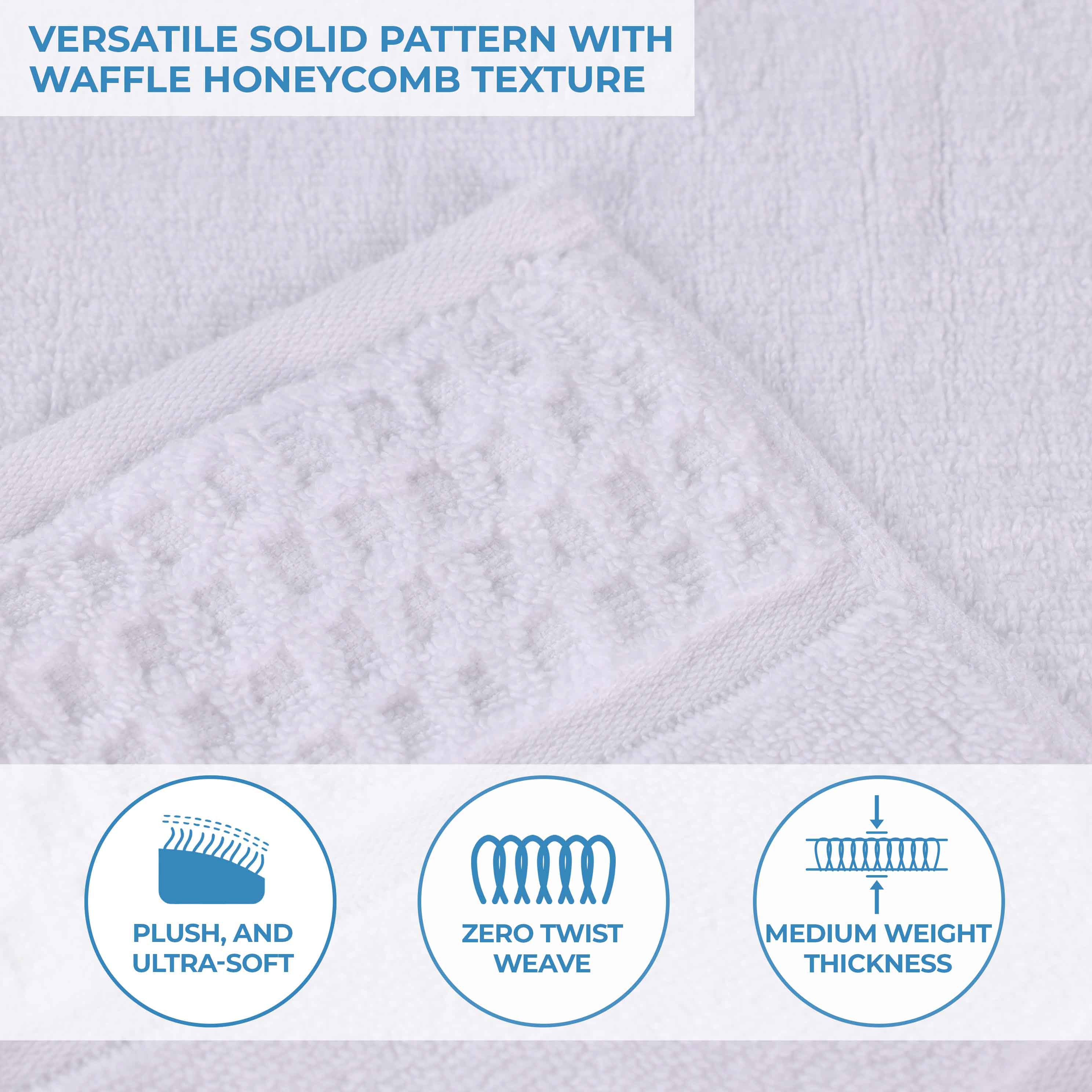 Zero Twist Cotton Waffle Honeycomb Soft Absorbent Hand Towel Set of 6 - Omnigoodsstore