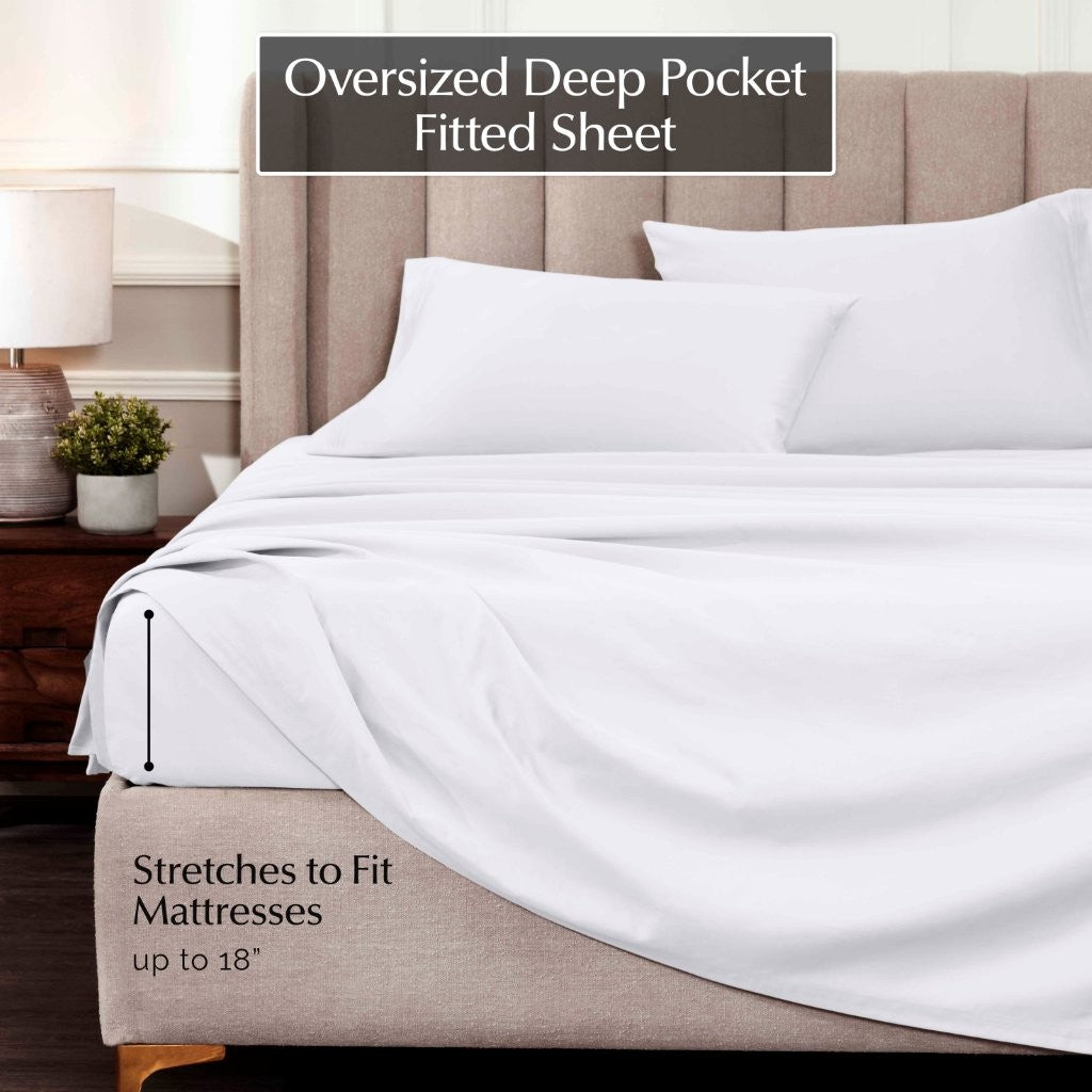 1000 Thread Count Egyptian Cotton Bed Sheet Set Olympic Queen - Omnigoodsstore