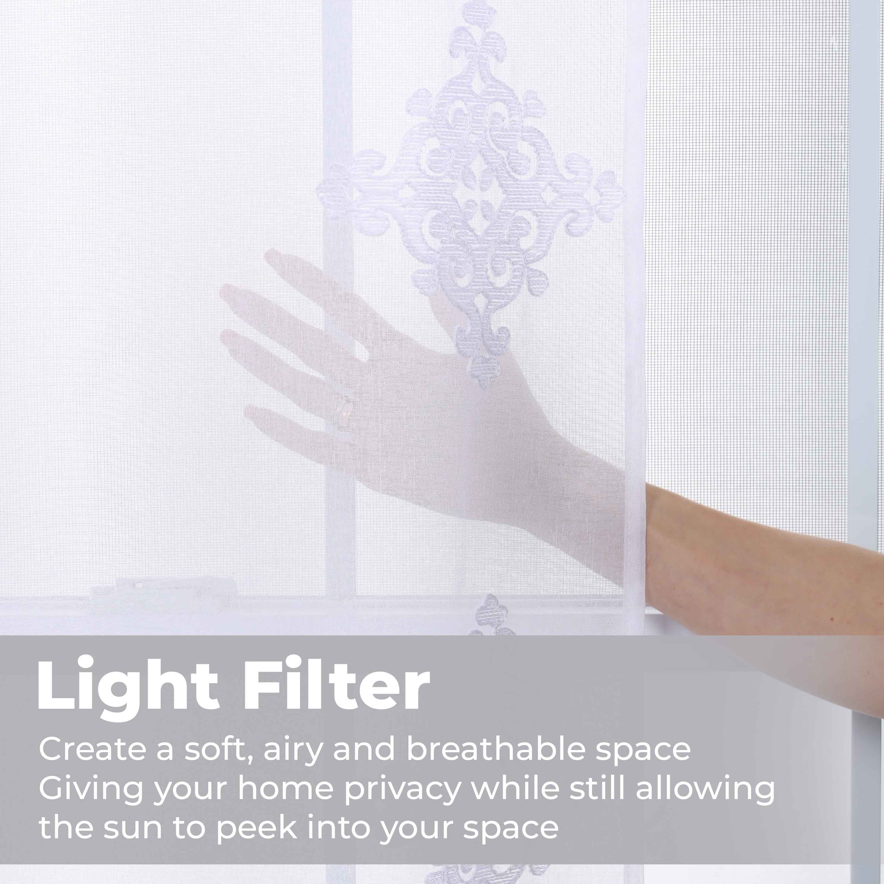 Embroidered Damask Sheer Grommet Curtain Panel Set - Omnigoodsstore