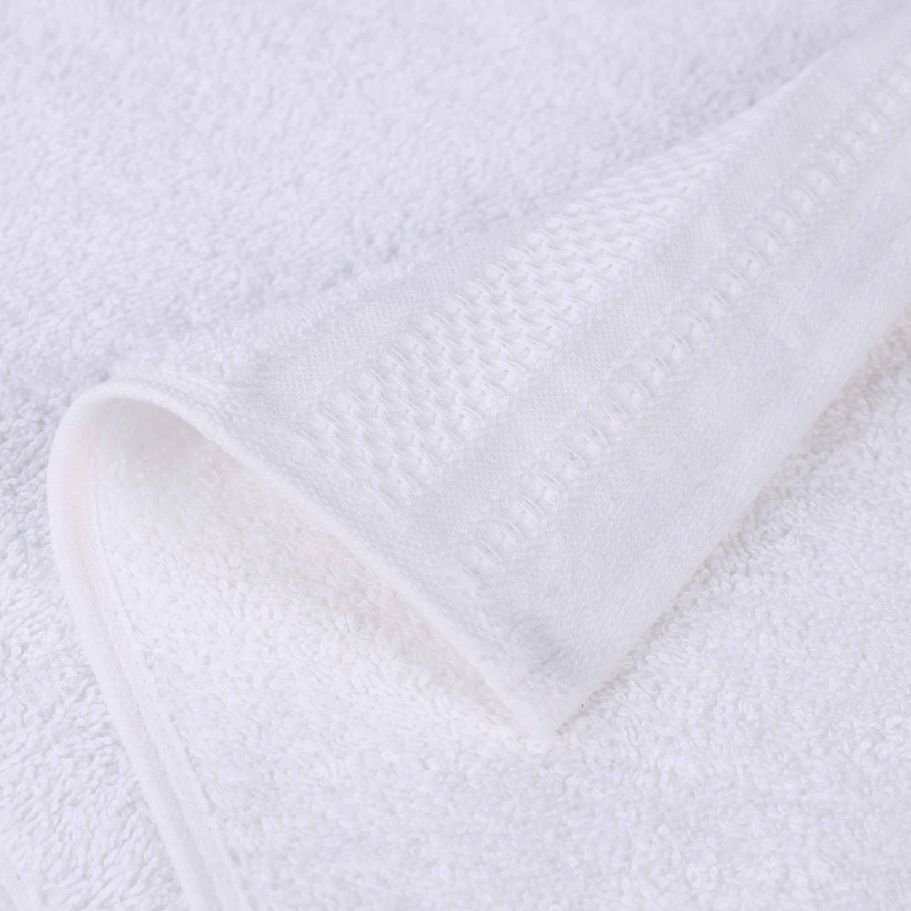 Honeycomb Textured Waffle Border Luxury Cotton Face Towels, Set of 12 - Omnigoodsstore