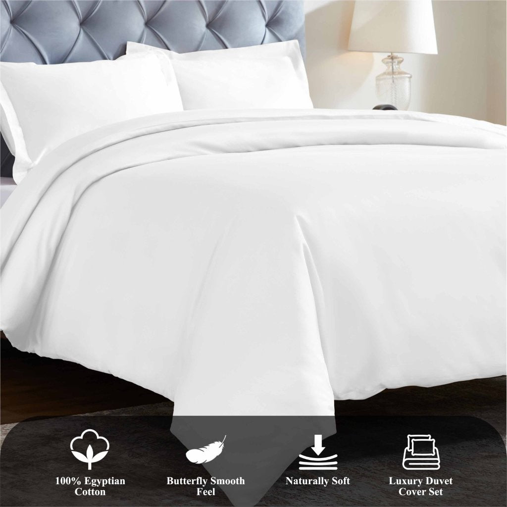1200 Thread Count Egyptian Solid Cotton Duvet Cover Set - Omnigoodsstore