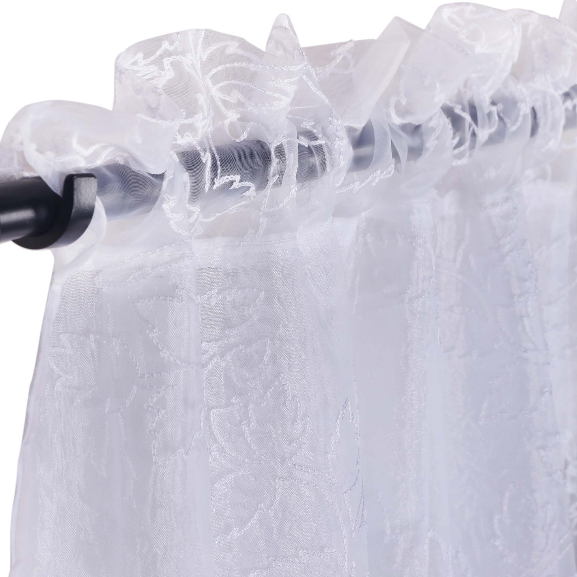 Embroidered Leaves Grommet 2 Piece Layered Sheer Curtain Panel Set - Omnigoodsstore