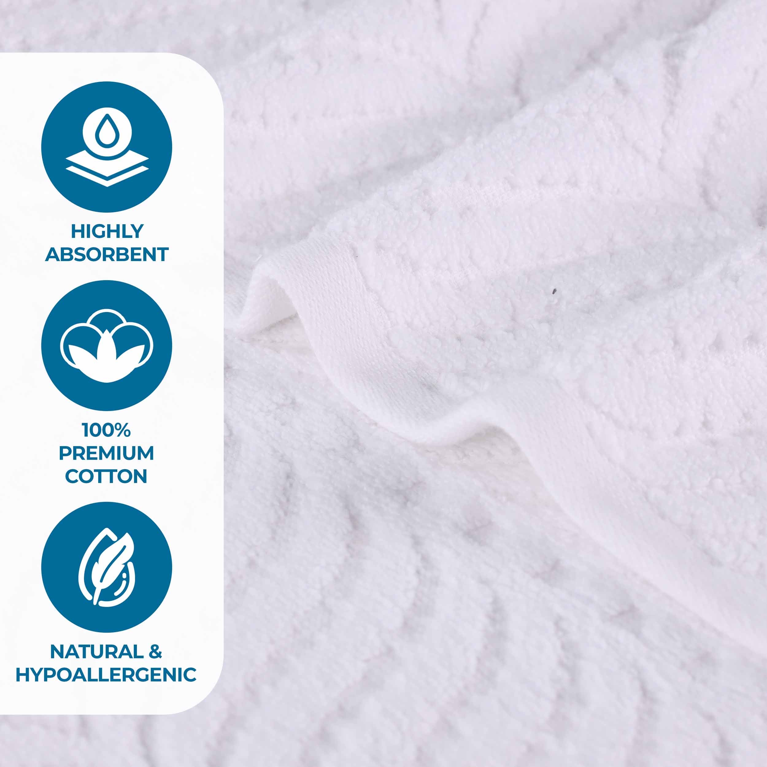 Zero Twist Cotton Solid & Jacquard Elegant Chevron Bath Towel Set of 4 - Omnigoodsstore