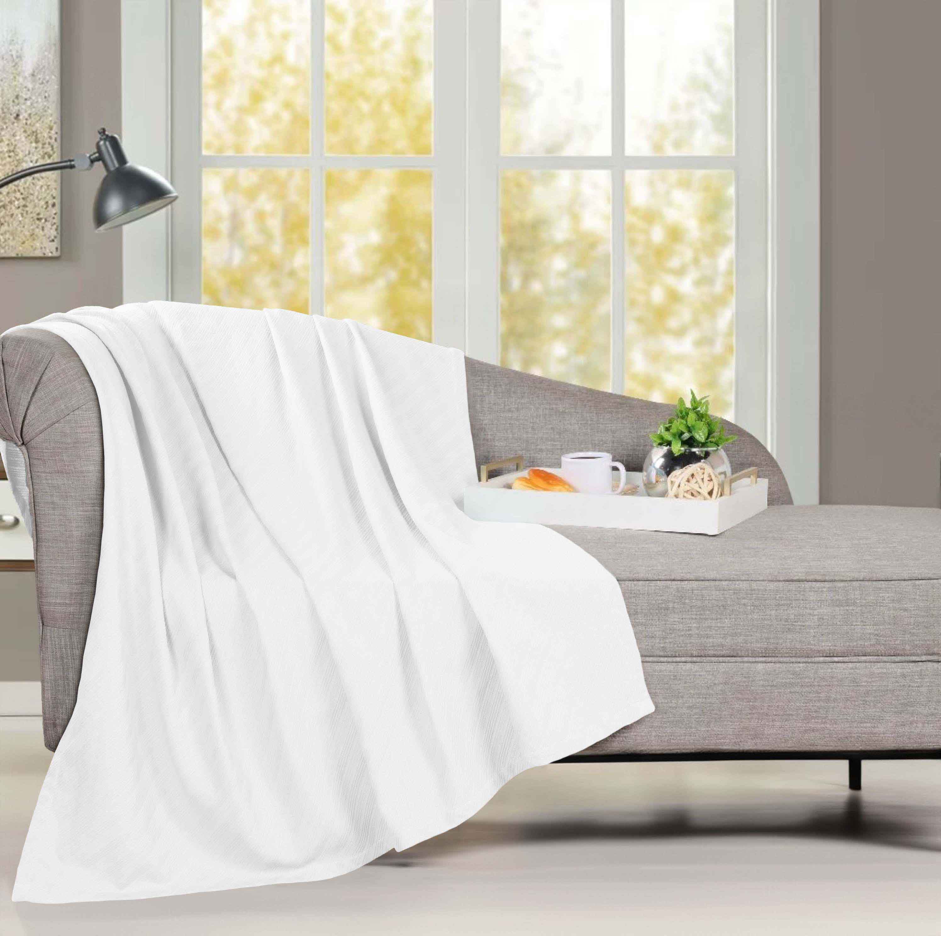 Milan Cotton Textured Striped Lightweight Woven Blanket - Omnigoodsstore