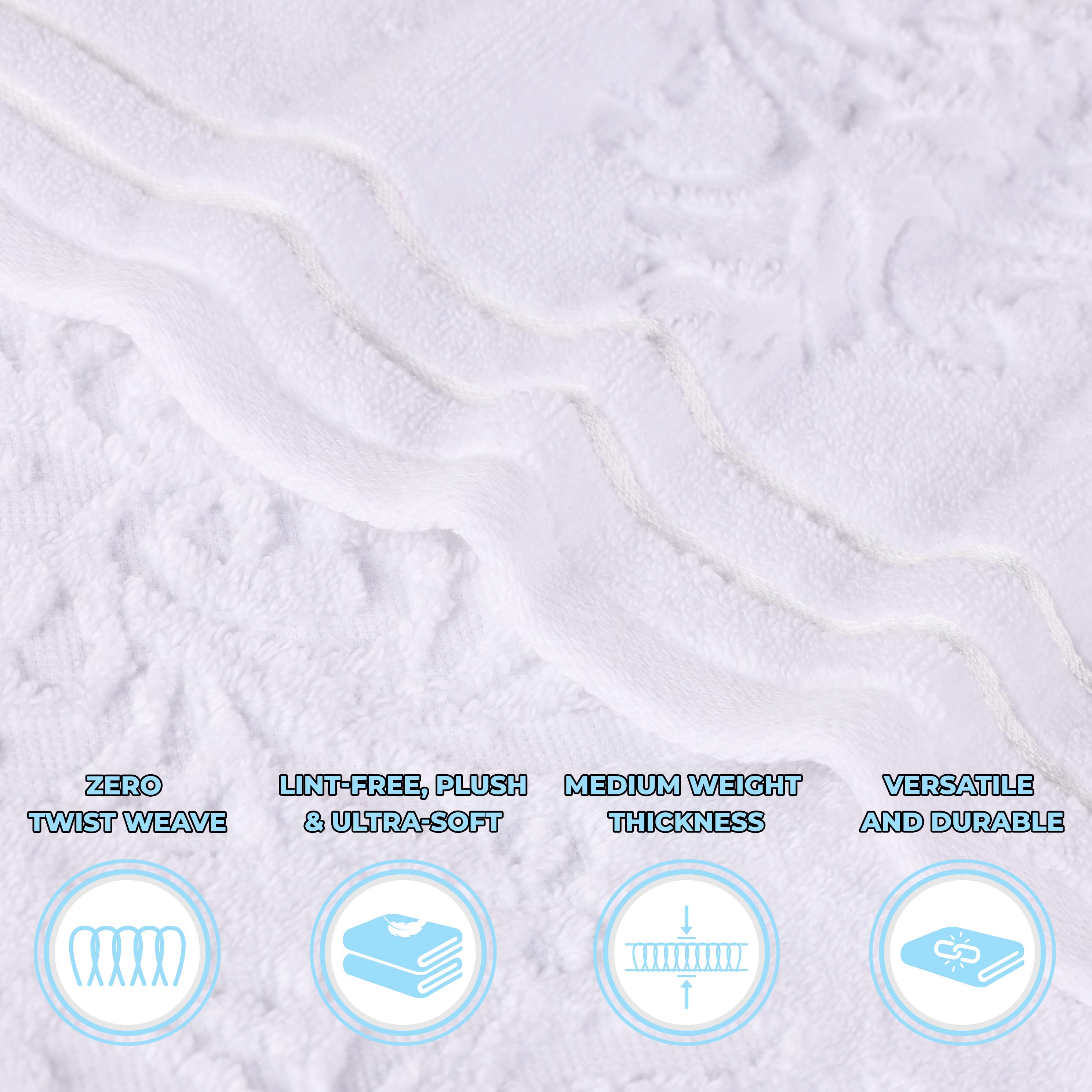 Sadie Zero Twist Cotton Solid and Jacquard Floral Hand Towel Set of 6 - Omnigoodsstore