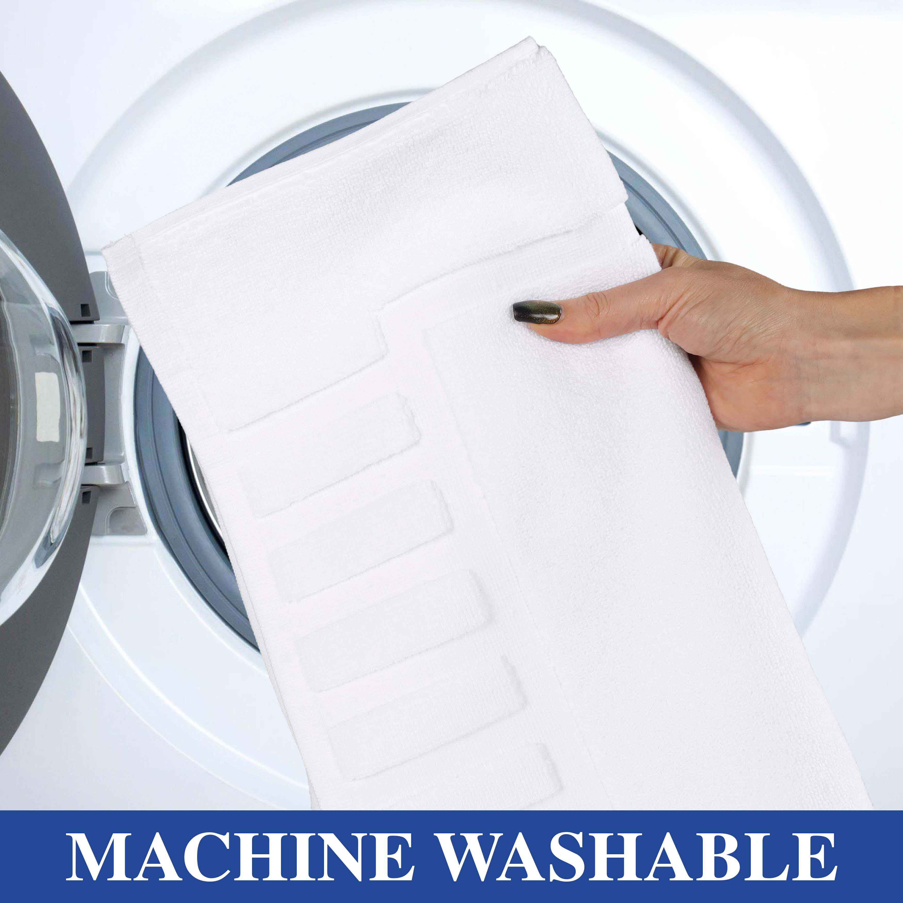 Leo Cotton Solid Modern Geometric Border Absorbent Bath Mat, Set of 2 - Omnigoodsstore