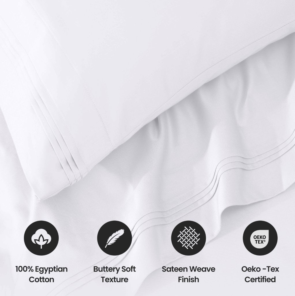 1000 Thread Count Egyptian Cotton Bed Sheet Set Olympic Queen - Omnigoodsstore