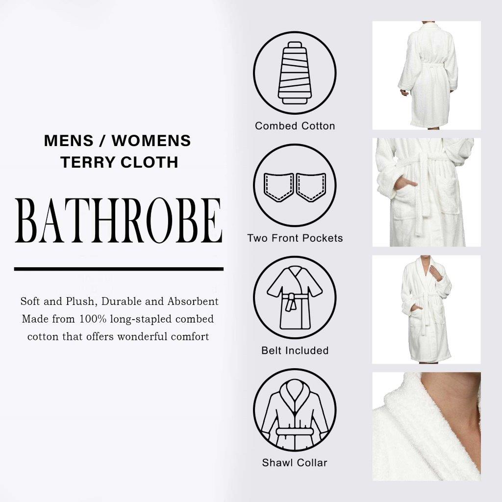 Cotton Ultra Soft Terry Adult Unisex Lightweight Luxury Bathrobe - Omnigoodsstore