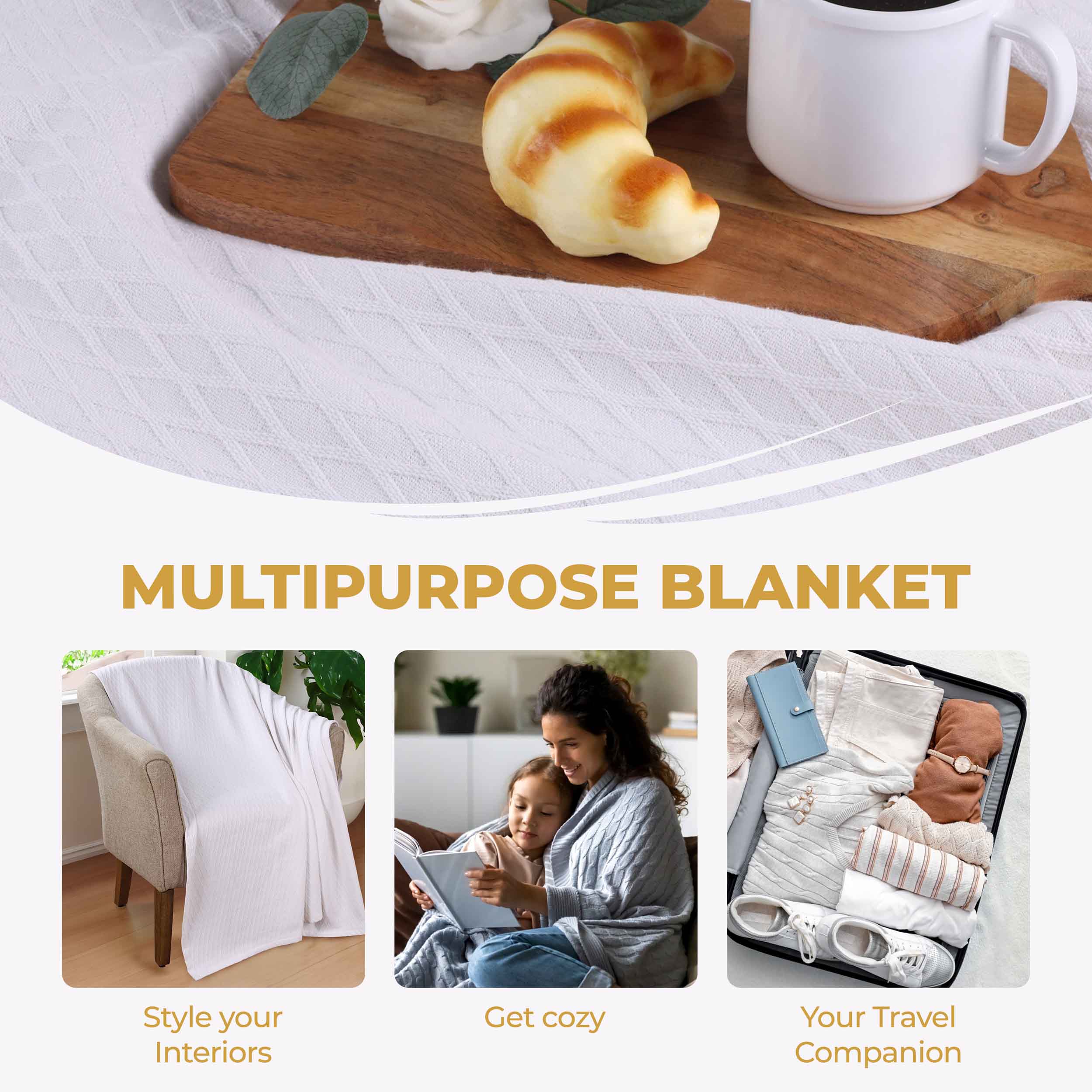 Cotton All Season Diamond Bed Blanket & Sofa Throw - Omnigoodsstore