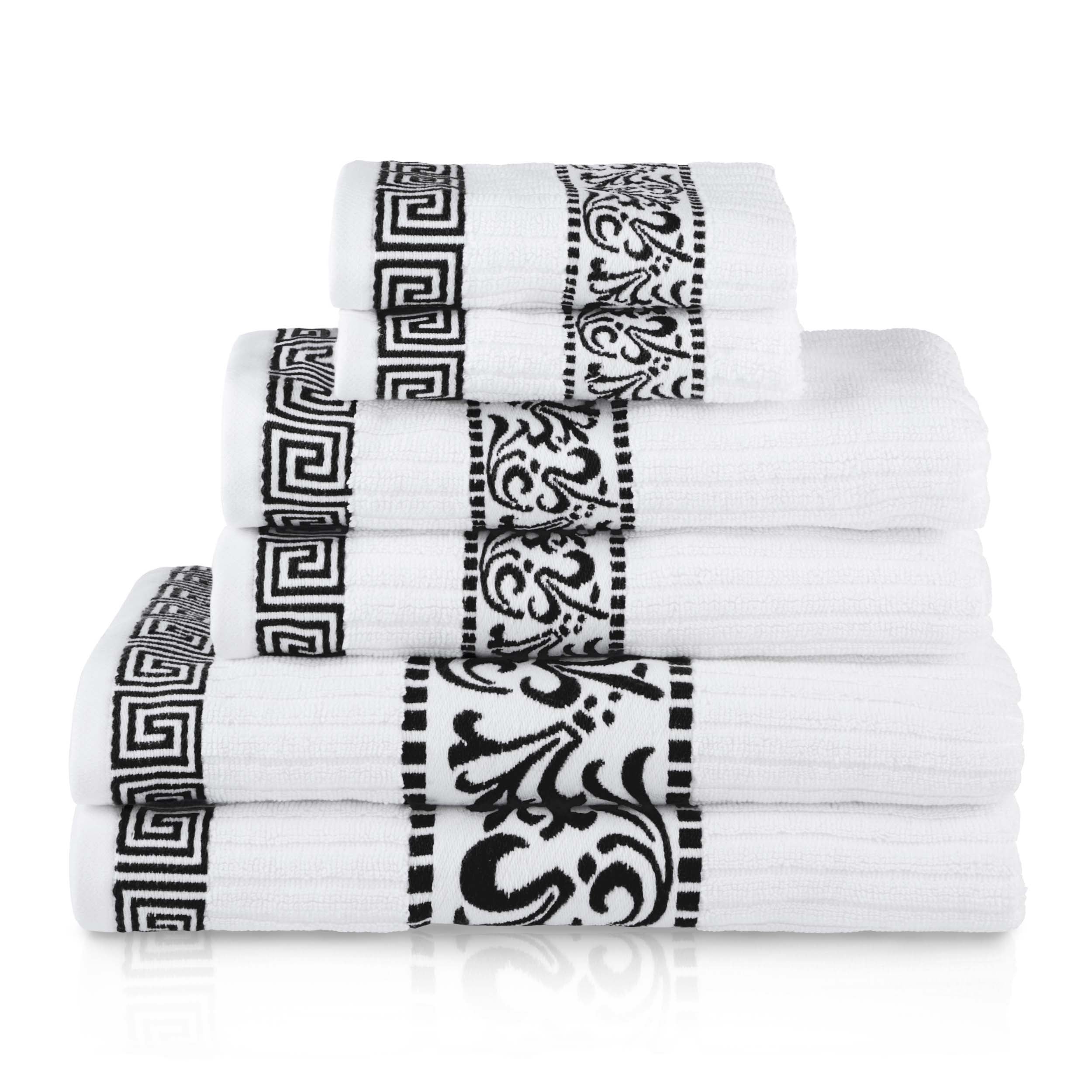 Athens Cotton Greek Scroll and Floral 6-Piece Assorted Towel Set - Omnigoodsstore