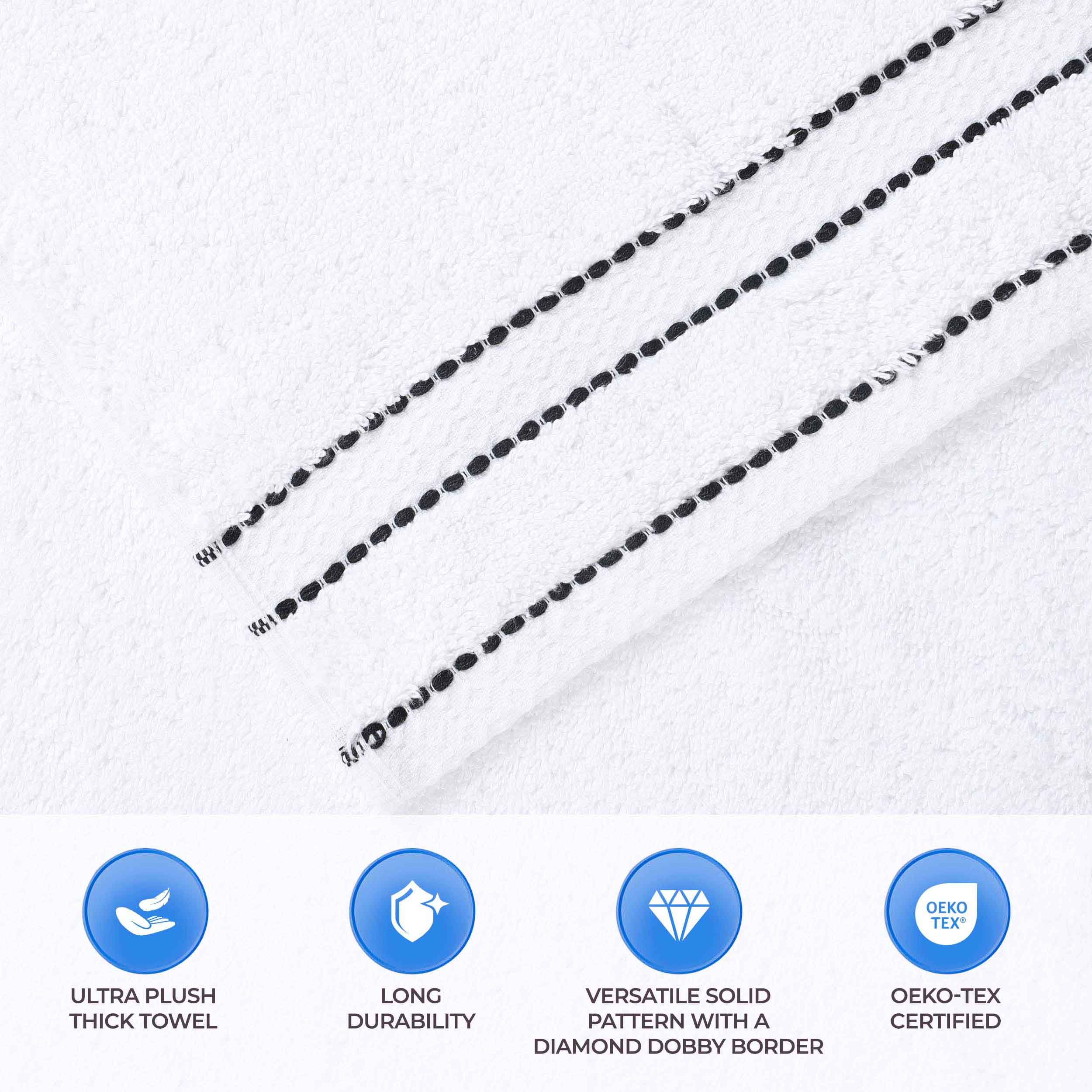 Niles Egypt Produced Giza Cotton Dobby Absorbent Bath Towel Set of 3 - Omnigoodsstore