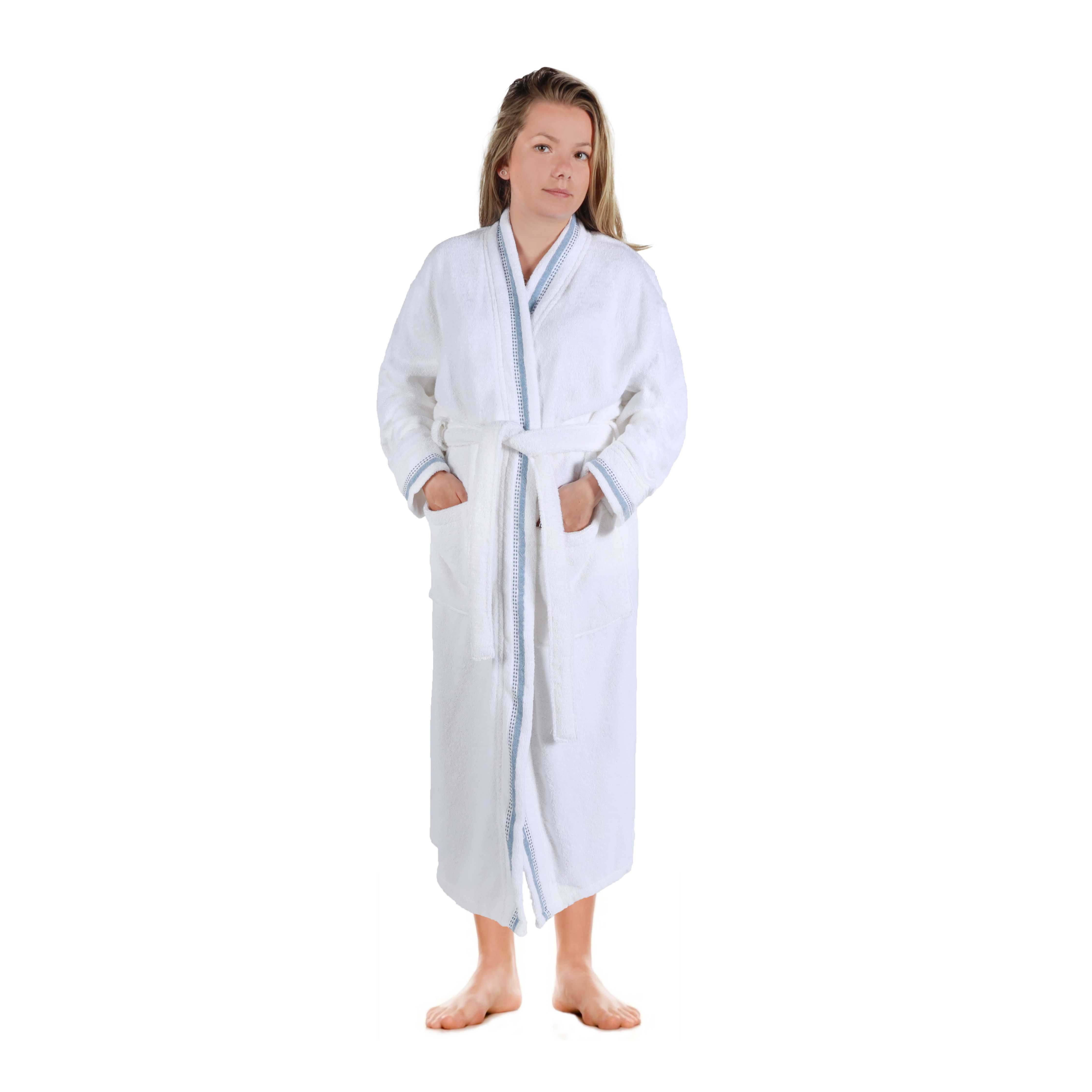 Tinsel Unisex Cotton Terry Kimono Bathrobe with Embroidery - Omnigoodsstore