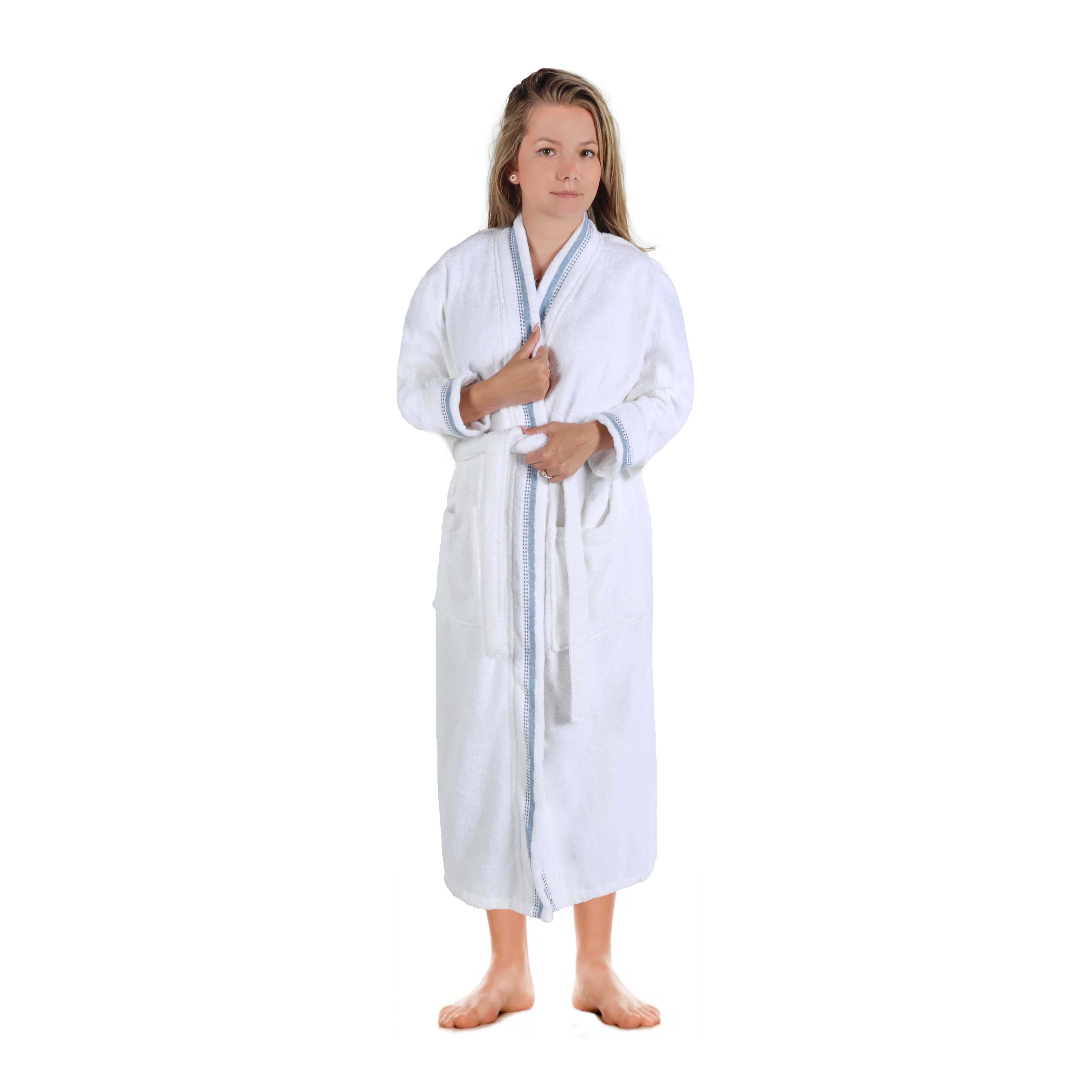 Tinsel Unisex Cotton Terry Kimono Bathrobe with Embroidery - Omnigoodsstore